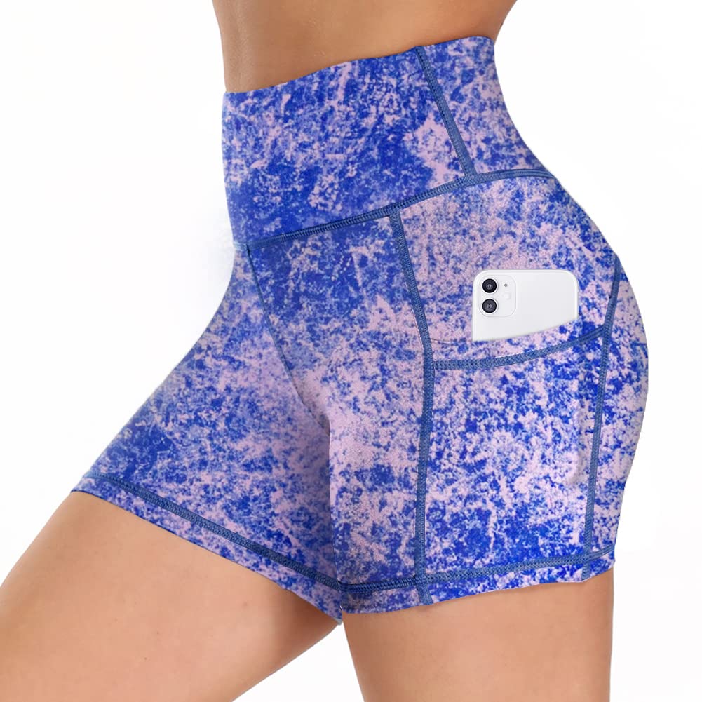 HLTPRO High Waisted Workout Shorts for Women with Pockets - Tummy Control Yoga Gym Running Shorts for Biker, Athletic & Fitness | Perfect for Yoga, Running, Gym & Outdoor Activities
