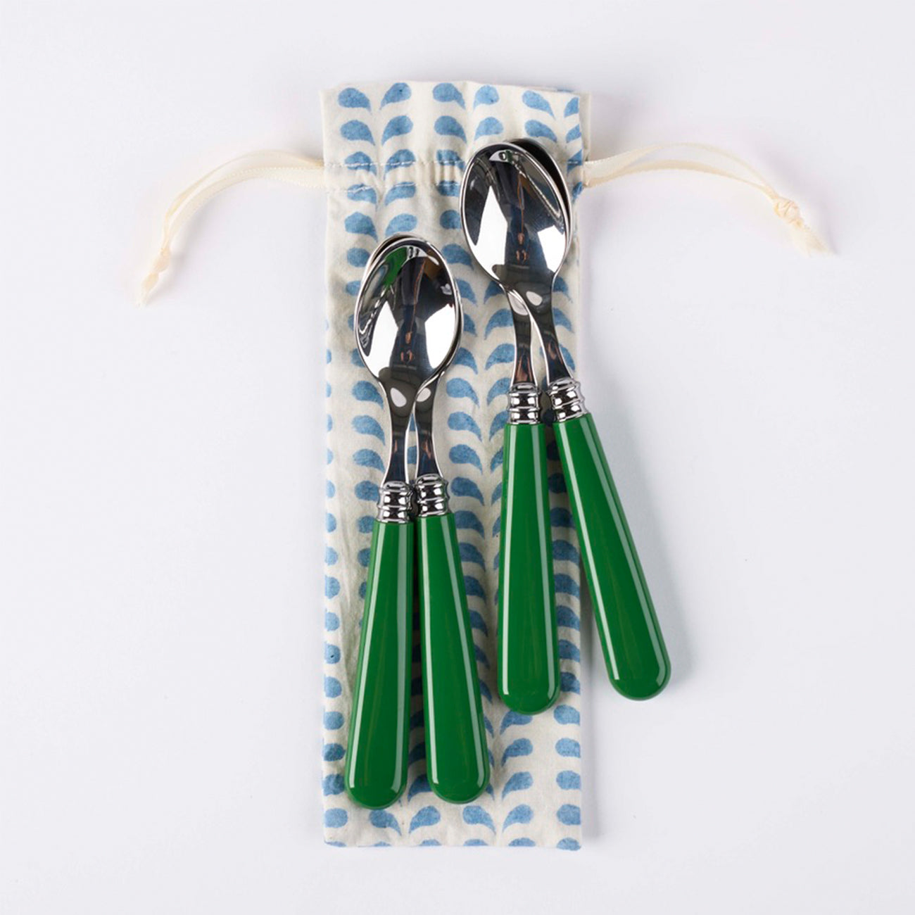 Premium Stainless Steel Teaspoons Set of 4 - Eco-Friendly Green Utensils for Tea, Coffee & Desserts - Perfect for Home, Office & Restaurant Use