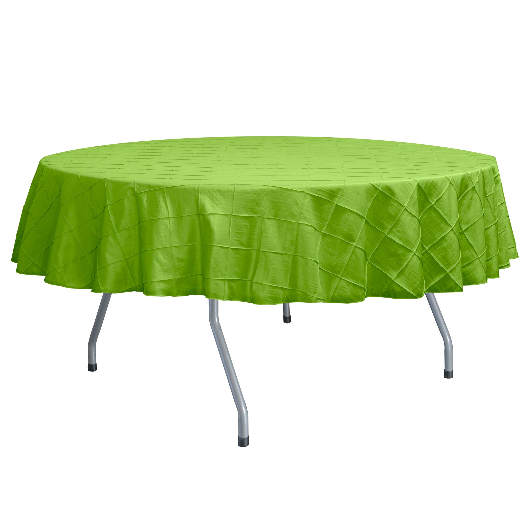 ULTIMATE TEXTILE Embroidered Pintuck Taffeta 60-Inch Round Tablecloth - Perfect for 54-60 Inch Tables, Apple Lime Green - Ideal for Weddings, Parties & Formal Dining Events