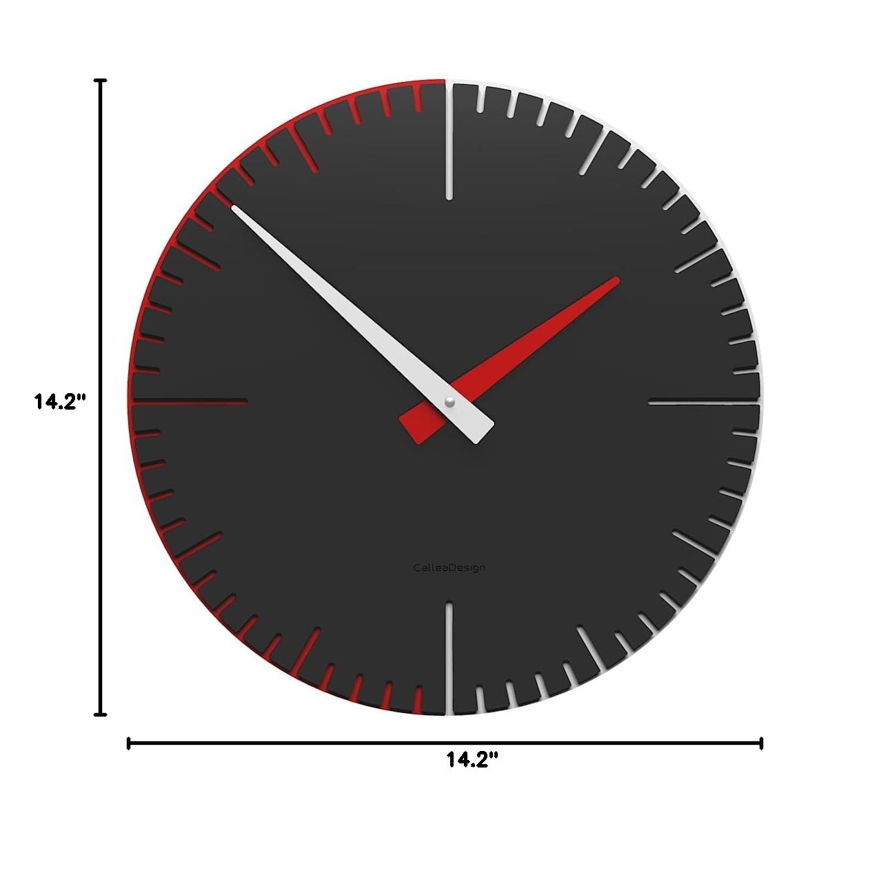 CalleaDesign 14.2 Inch Modern Wall Clock - Large Exacto Anthracite Metal Clock for Living Room, Bedroom, Office & Kitchen Decor | Silent Non-Ticking Battery Operated