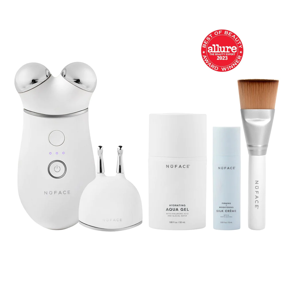 NuFACE Trinity+ Facial Toning Device with Lip & Eye Attachment - Anti-Aging Microcurrent Therapy for Wrinkles & Fine Lines | Perfect for Home Skincare & Professional Use