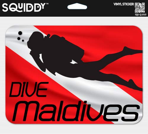 Squiddy Dive Maldives Vinyl Sticker - Waterproof Decal for Phone, Laptop, Water Bottle (3 Inch) - Perfect for Scuba Divers, Travel Enthusiasts & Ocean Lovers