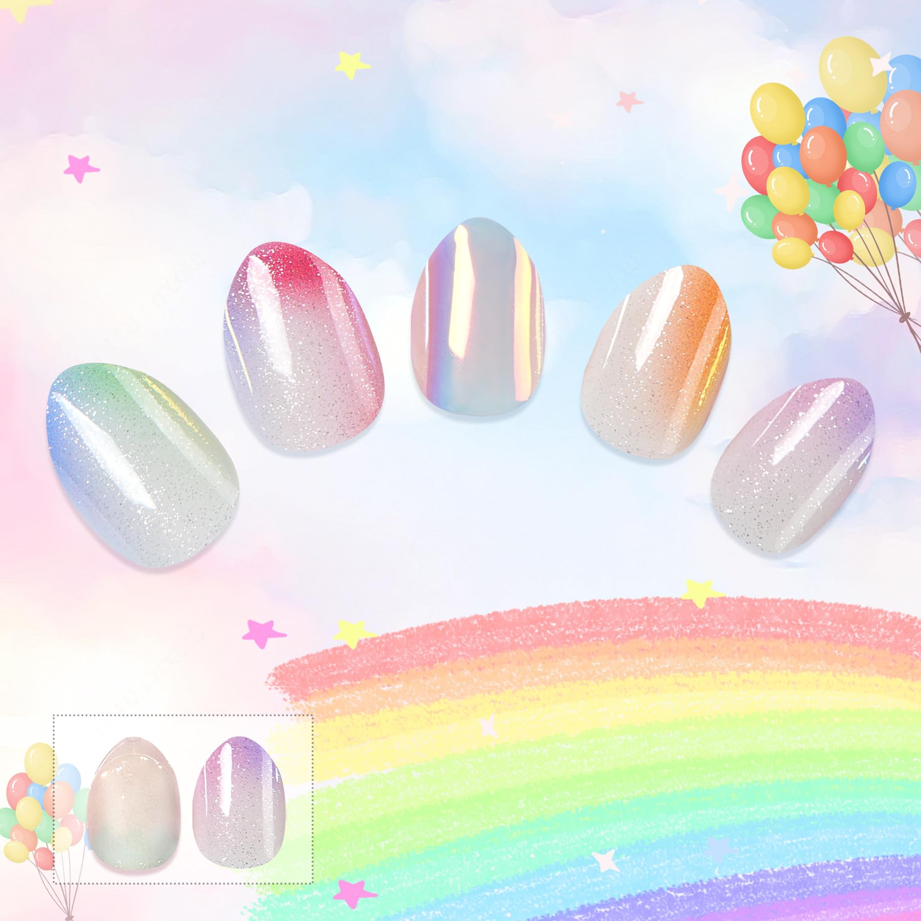 72PCS Press on Nails for Kids - 3 Pack Short Fake Nails with Adhesive | Cute Shell Strawberry Flower Design | Safe Non-Toxic Nail Art for Girls | Perfect for Birthday Parties, Playdates & Dress-Up