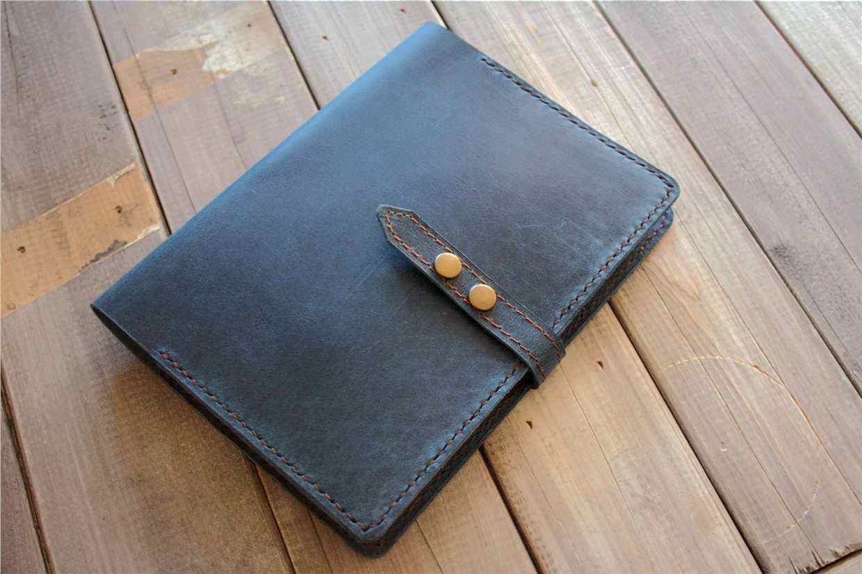 Custom Blue Leather A4 Notebook Cover - Personalized Name Engraving | Premium Document Holder & Organizer for Office, School, Journaling, and Business Meetings