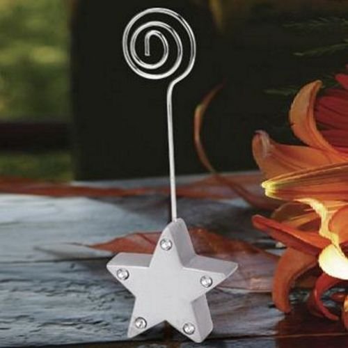 Silver Star Place Card Holder with Rhinestones - Elegant Wedding Table Setting Decor for Name Cards, Seating Arrangements, and Party Place Markers