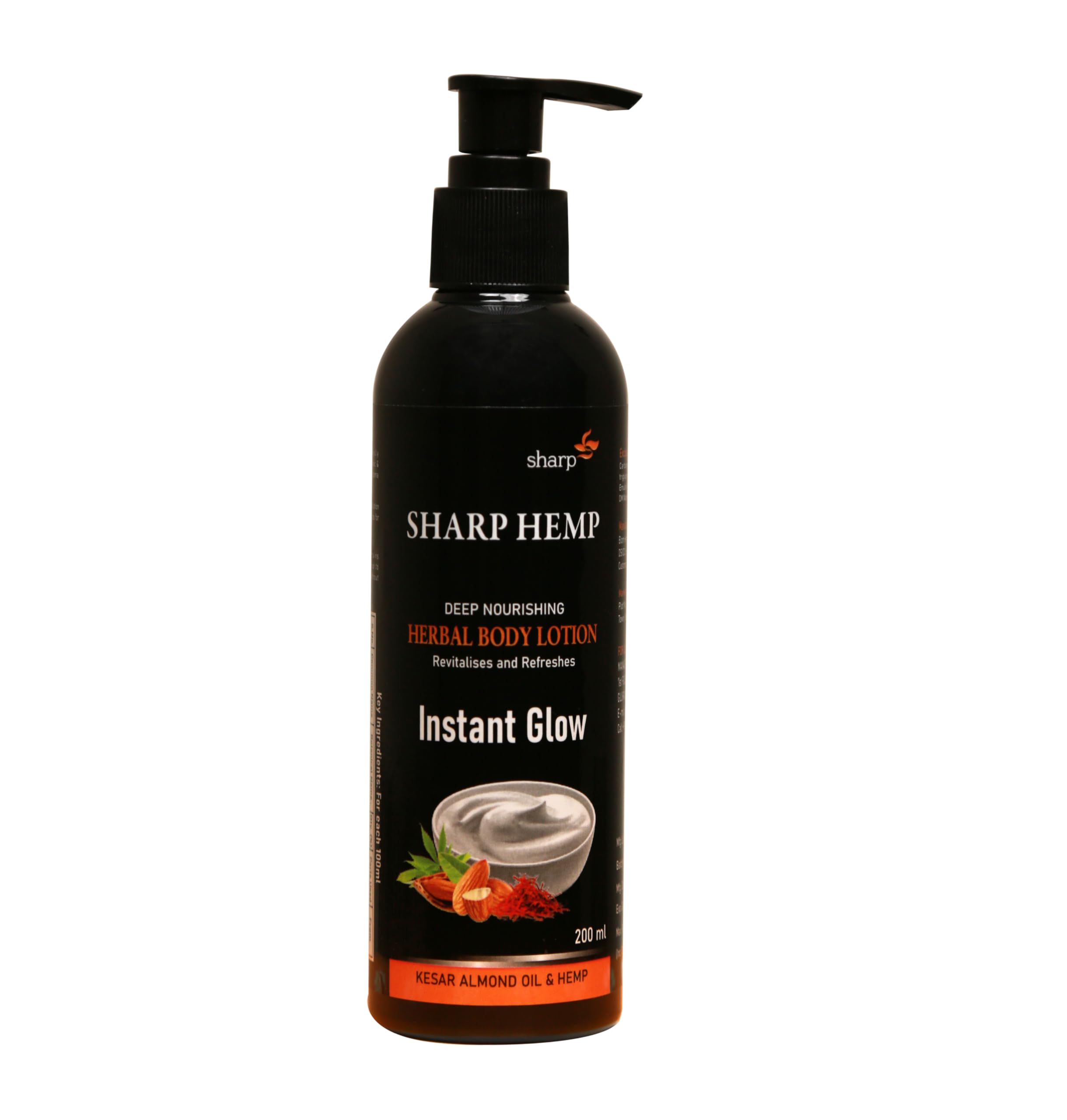 Organic Hemp & Kesar Almond Oil Body Lotion for Dry Skin - Deep Nourishing & Intensive Care Moisturizer for Men & Women (200ml) | Perfect for Daily Hydration & Winter Skin Protection