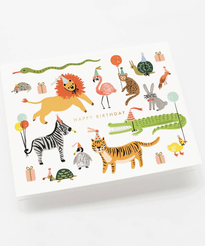 Rifle Paper Co. Party Animals Card - Fun & Whimsical Greeting Cards for Birthdays, Parties & Celebrations