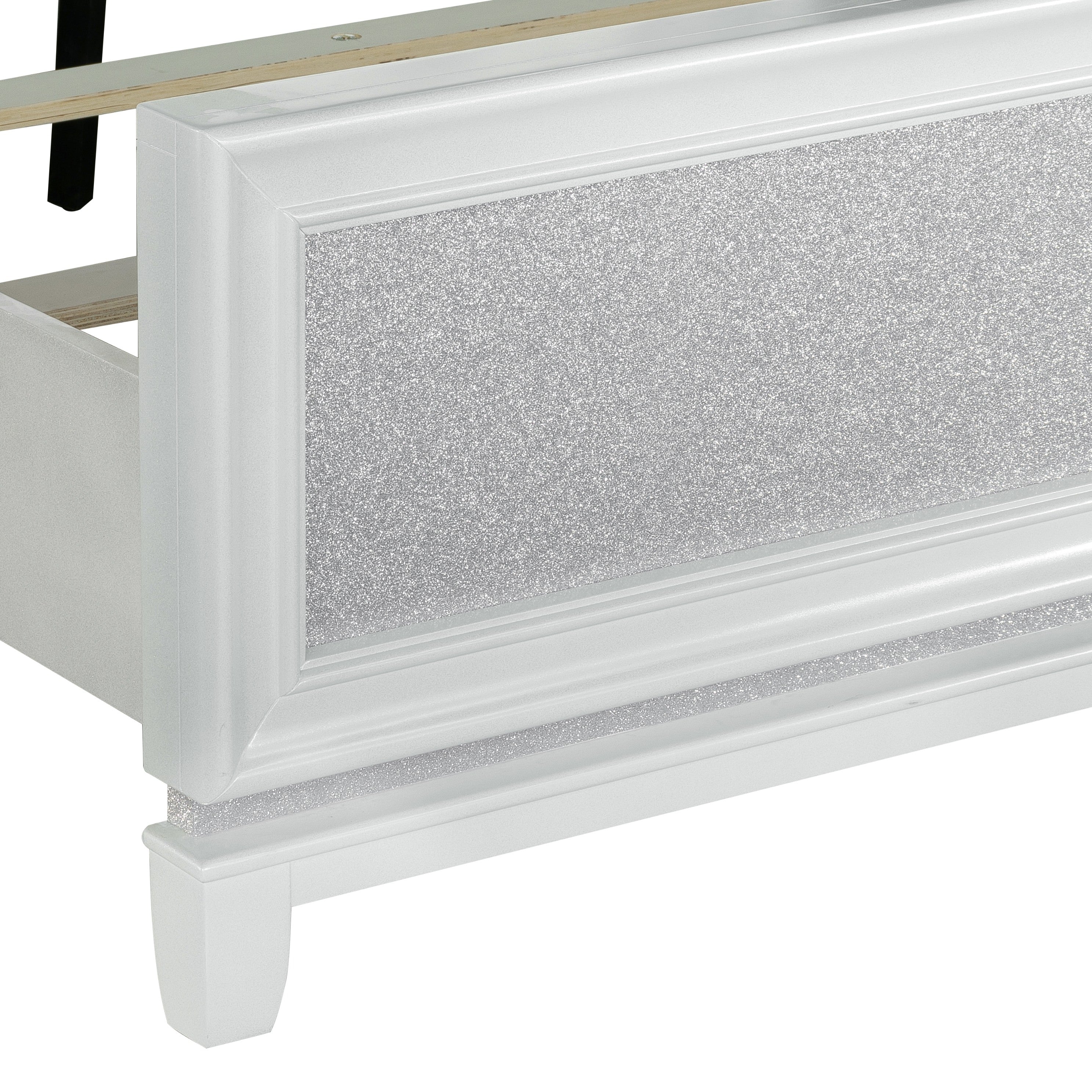 Galaxy Upholstered Tufted Panel Bed with LED Lights - Queen Size Pearl White Luxury Bed Frame for Modern Bedroom, Perfect for Master Suite & Guest Room Decor