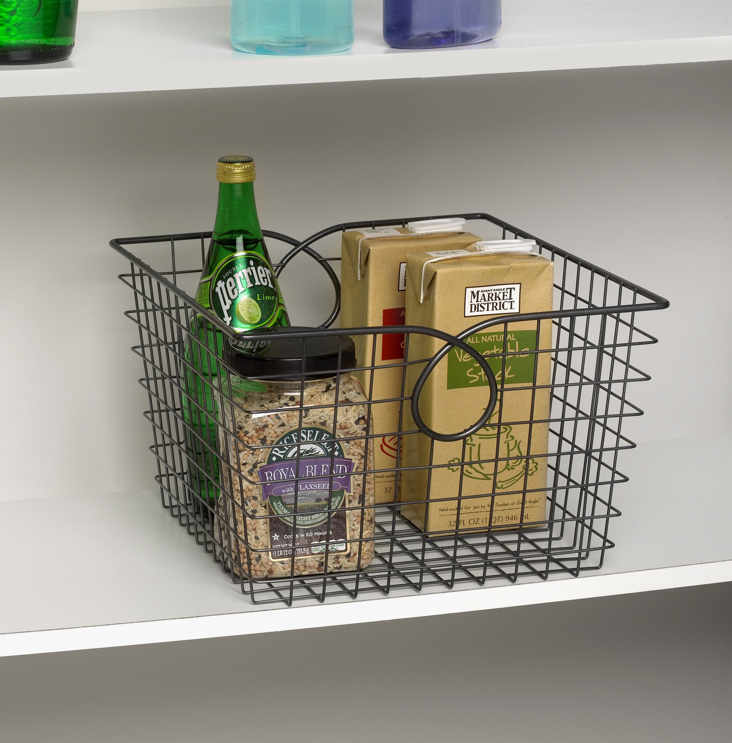 Spectrum Teardrop Wire Large Basket in Industrial Gray - Versatile Storage Bin for Bathroom, Closet, Pantry & Kitchen Organization | Perfect for Under Sink Storage, Toy Organization & Nursery Décor