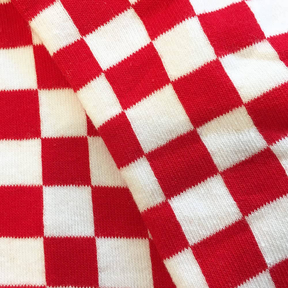 Stylish Men's Checkerboard Skateboard Socks - Novelty Crew Socks for Shoe Size 6-12 (White & Red) | Perfect for Skateboarding, Casual Wear & Unique Gifts