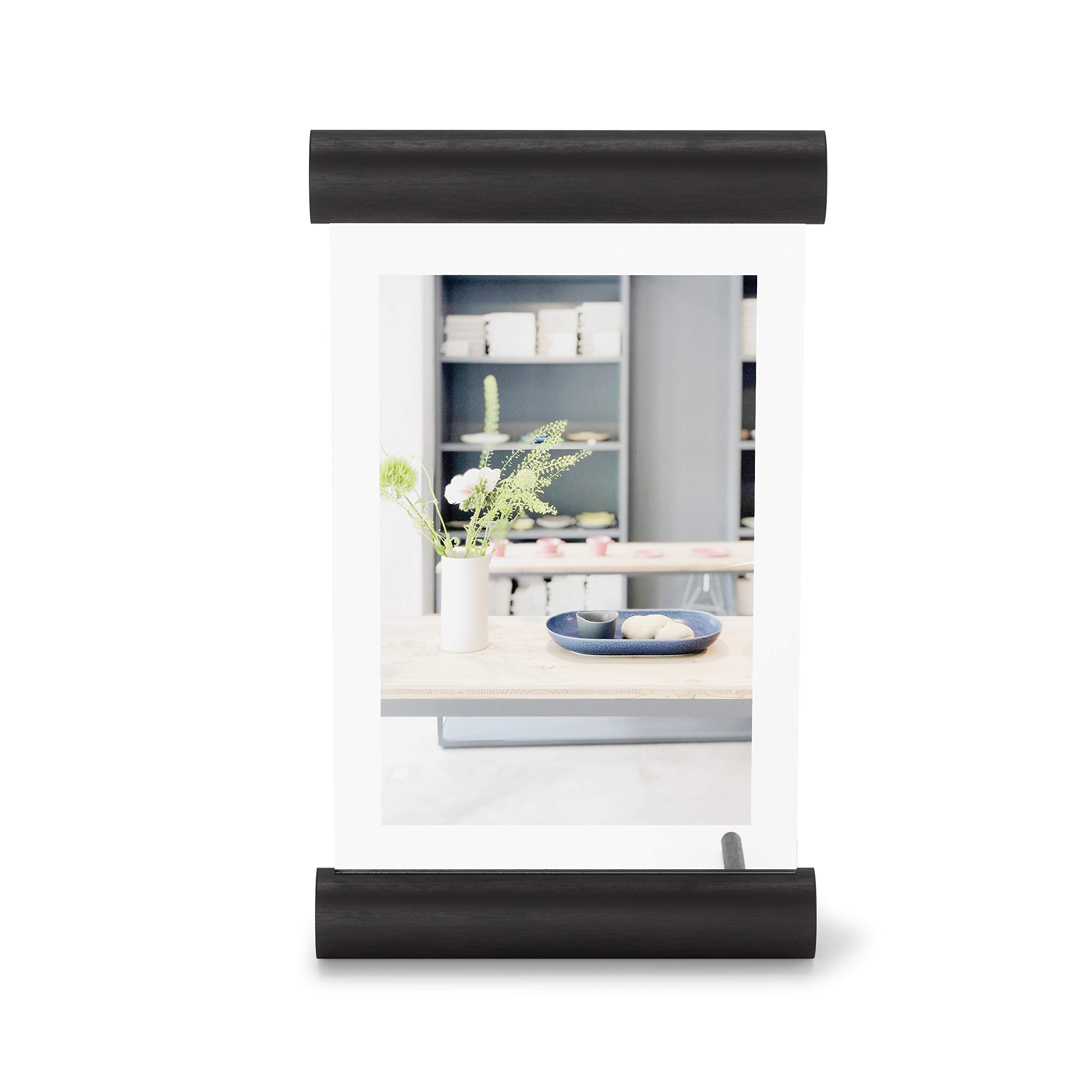 Umbra Scroll Picture Frame 4x6 Inches - Modern Black Photo Display for Wall or Tabletop - Perfect for Home Decor, Office, or Gift Giving