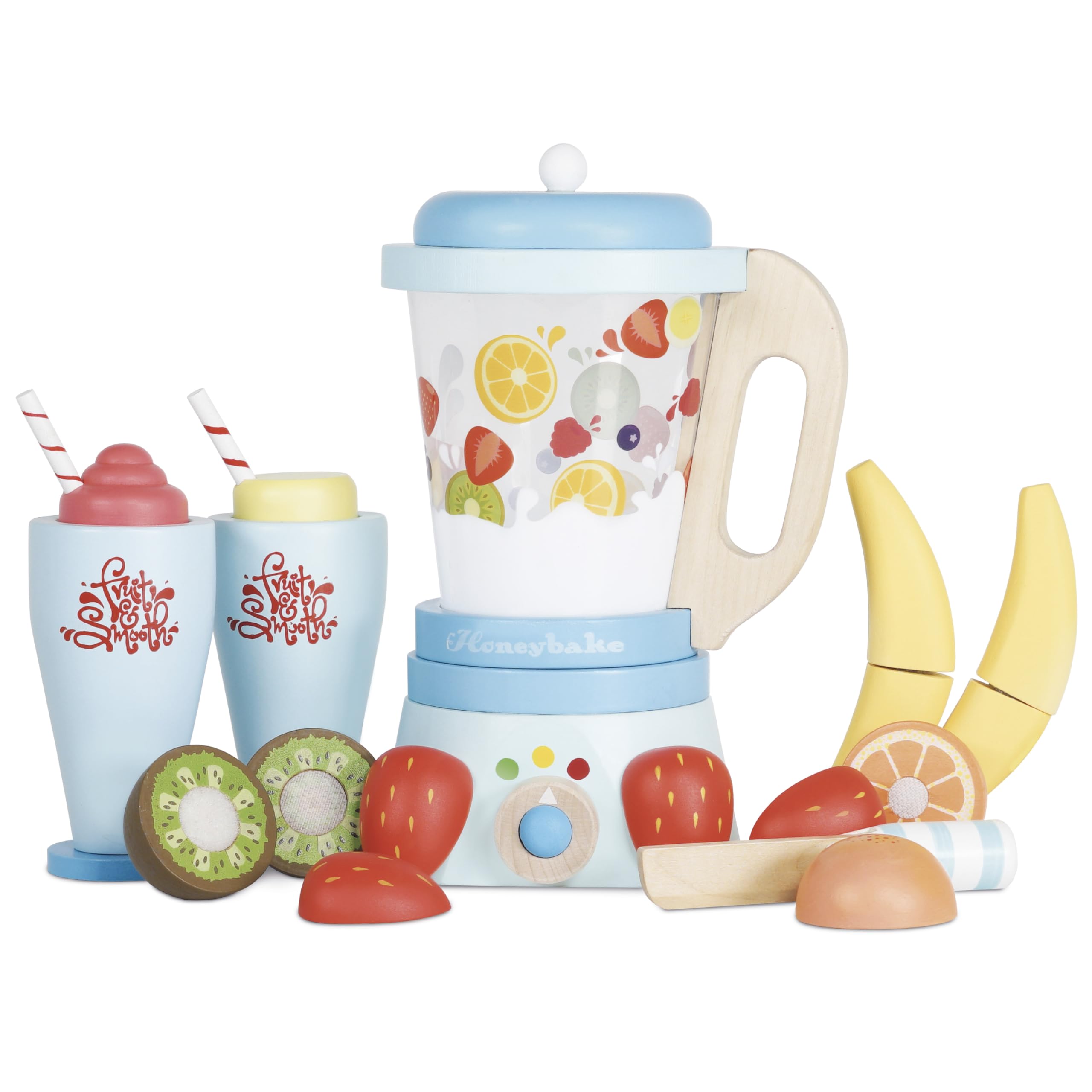 Premium Wooden Blender & Fruit Toy Set for Kids Ages 3+ | Pretend Play Kitchen