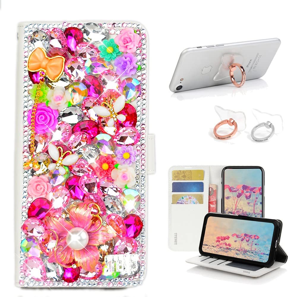 STENES Bling Wallet Case for iPhone 13 - 3D Floral Leather Cover with Stand | Fashion & Protection
