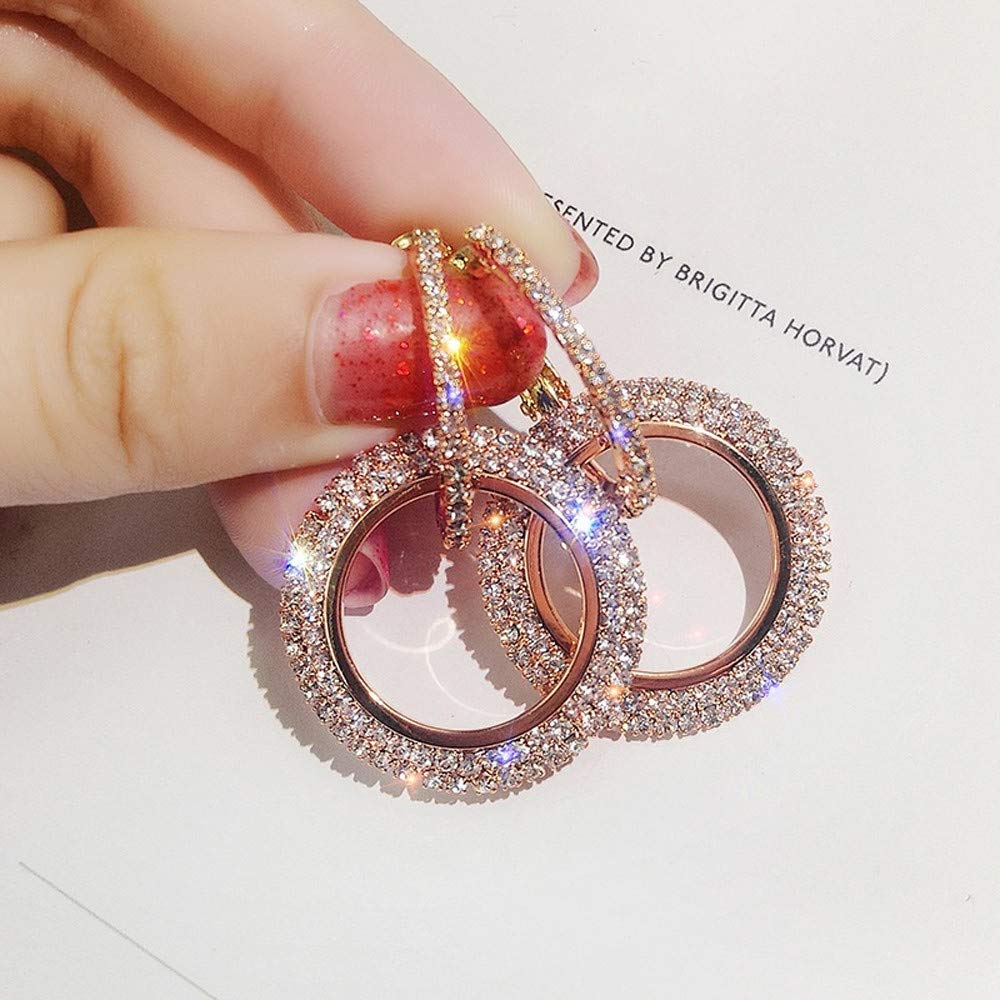 Small Silver & Rose Gold Hoop Earrings for Women - Round Luxury Diamond Glitter Fashion Earrings (One Size) - Perfect for Parties, Weddings & Everyday Wear