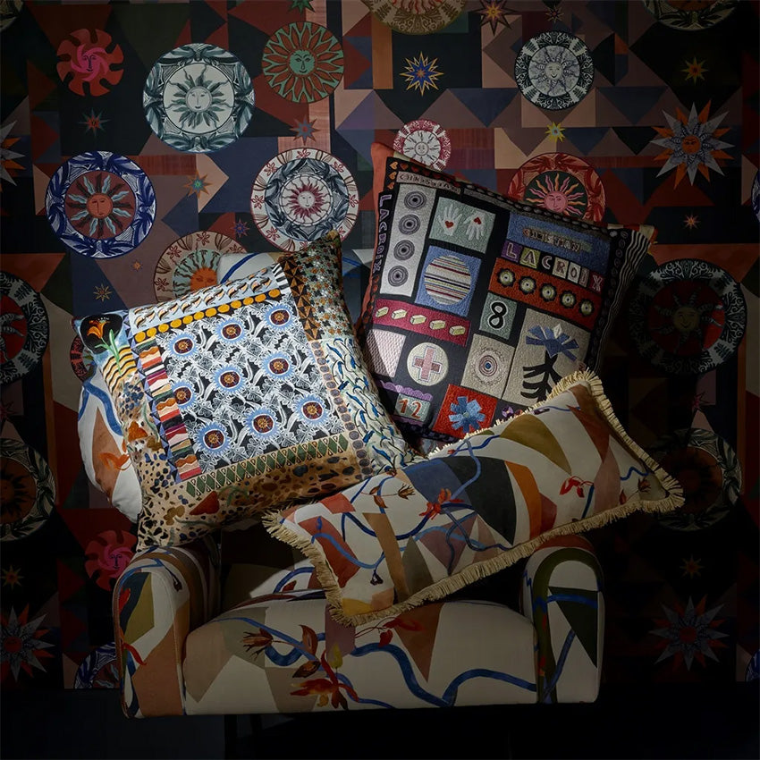 Christian Lacroix Mosaic Print Decorative Cushion Cover 55x55cm - Luxury Home Decor for Sofa, Bed & Living Room