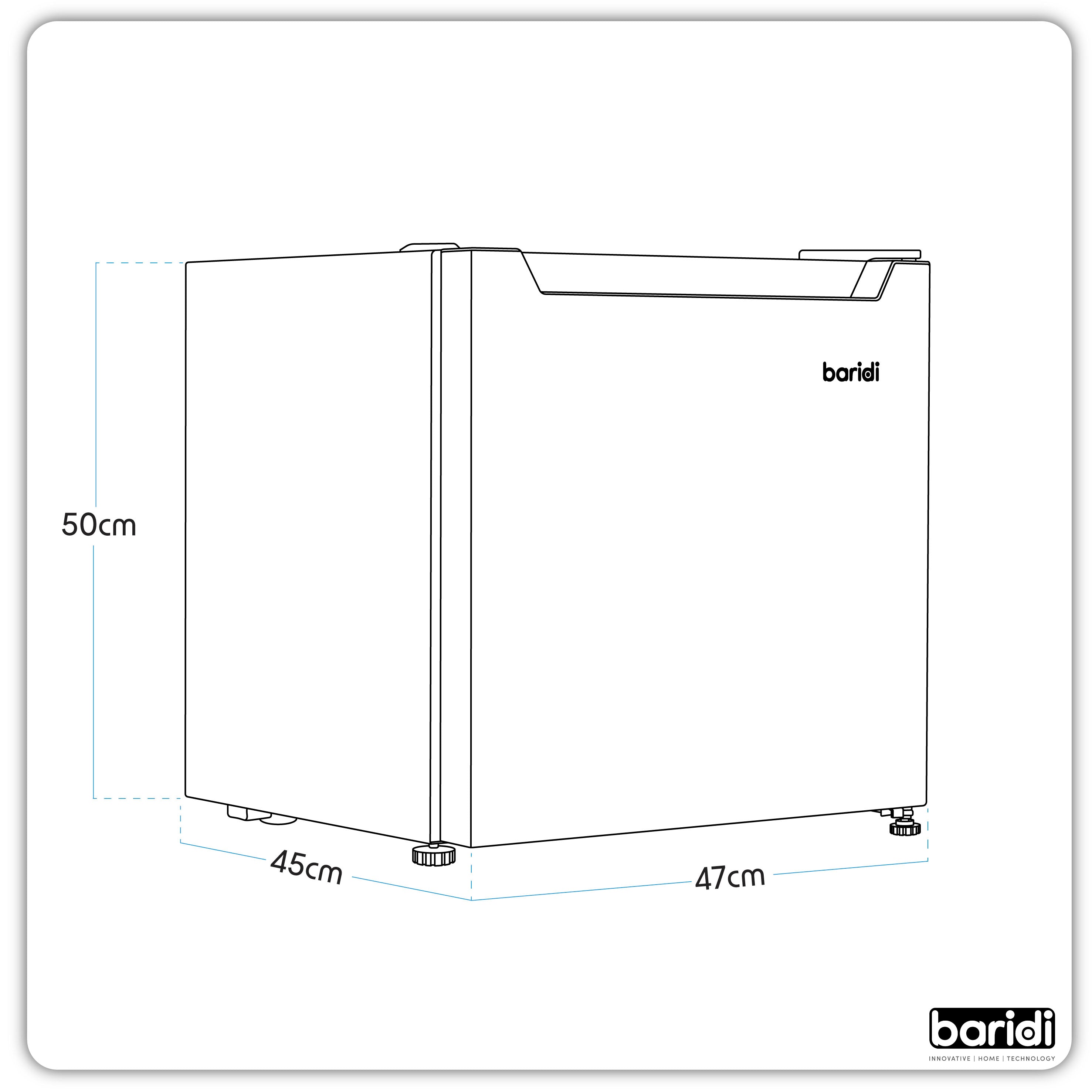 Baridi 31L Mini Tabletop Fridge & Freezer with Reversible Door - Compact Black Refrigerator for Bedroom, Office, Dorm | Perfect for Drinks, Snacks & Skincare Storage - Model DH255