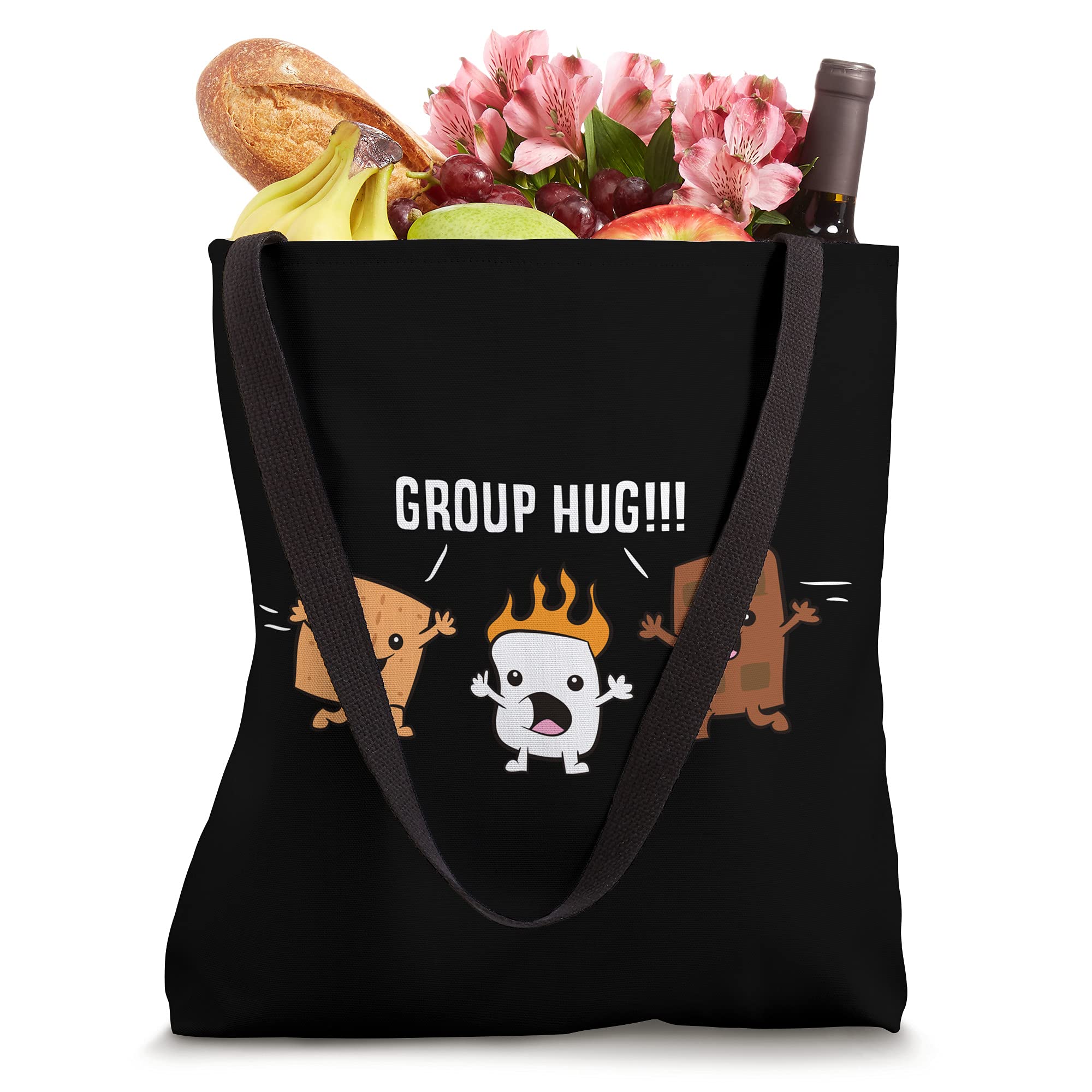 Group Hug Camping Campfire Chocolate Marshmallow S'Mores Tote Bag - Perfect for Outdoor Picnics, Beach Trips & Summer Adventures