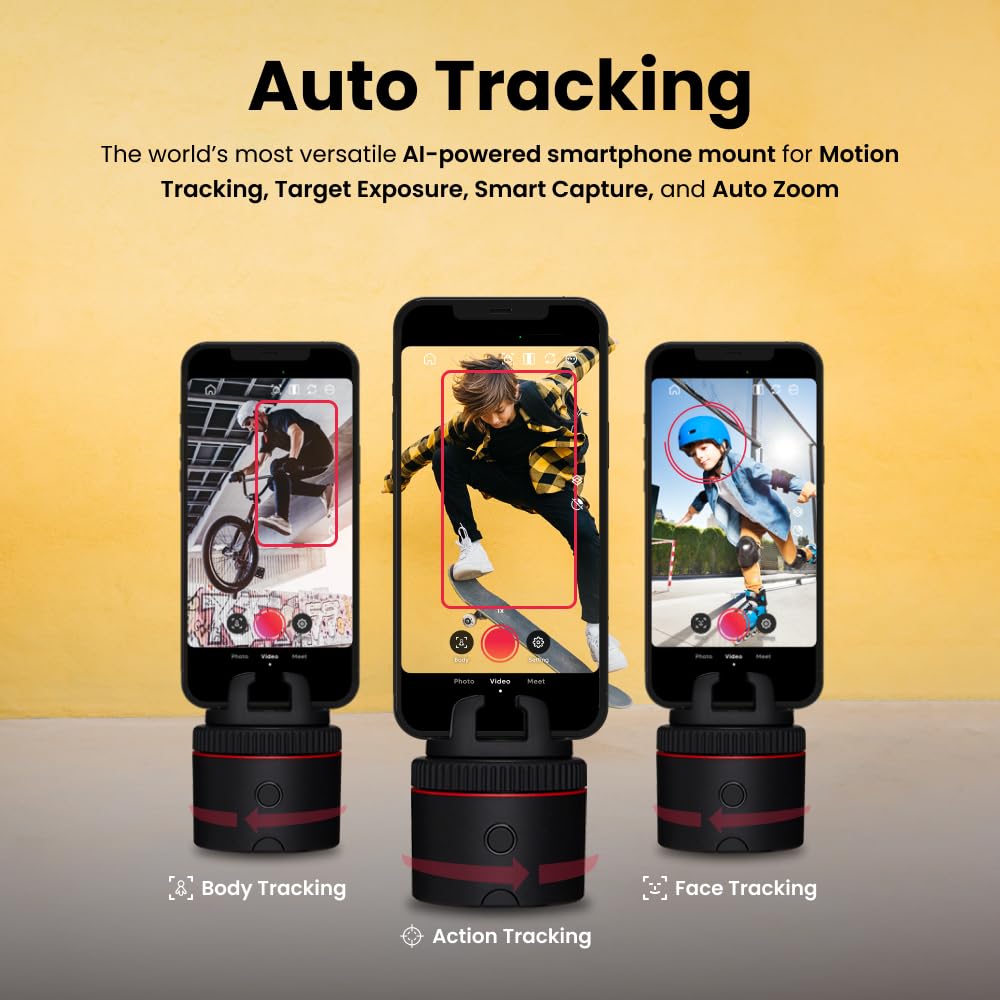Pivo Pod Classic Auto Tracking Phone Holder - 360° Rotating Smart Mount with Face & Body Tracking for Content Creators | Includes Remote Control & Travel Case | Perfect for Vlogging, Live Streaming & Video Calls