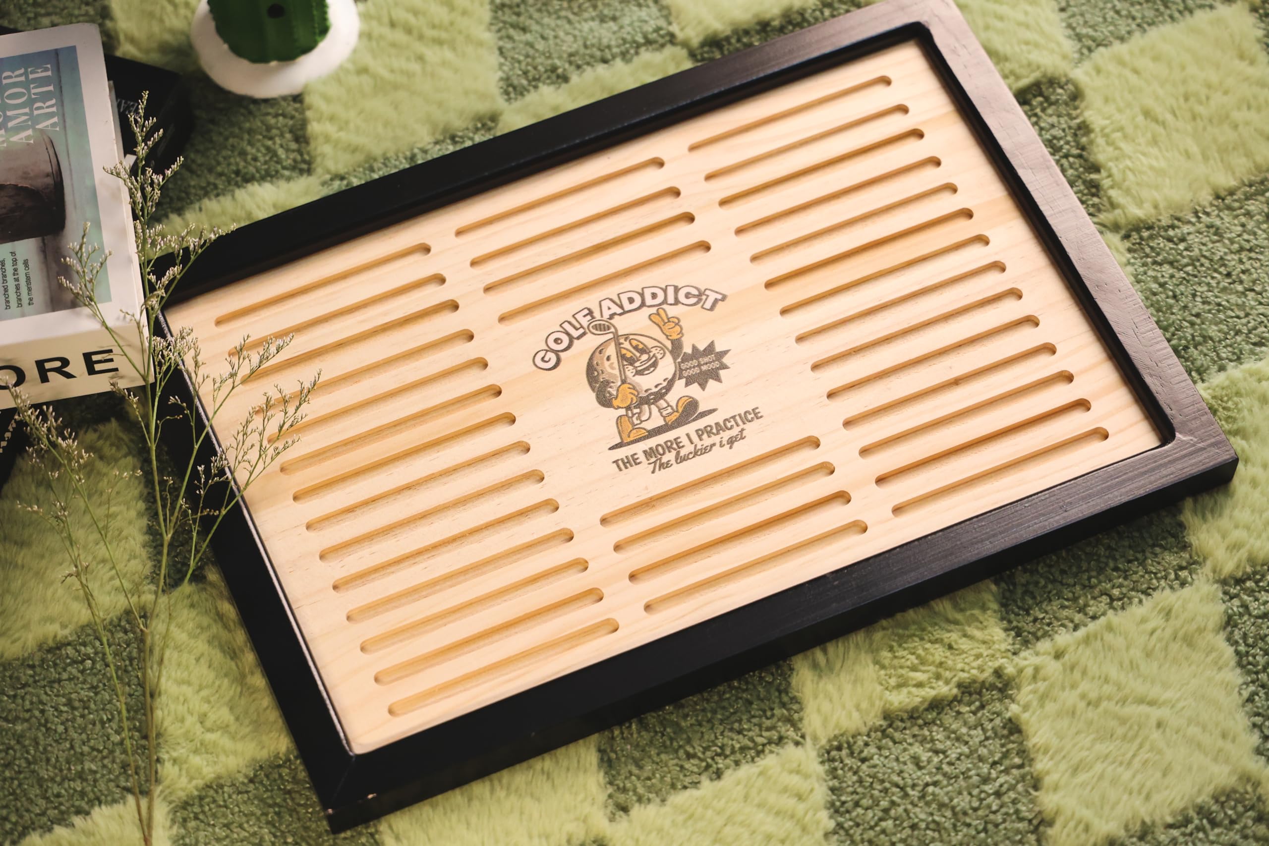 Premium Pine Wood Golf Pencil Display Case - Holds 36 Hexagonal Golf Pencils | Unique Golfer Gift for Men, Father & Husband | Golf Tournament Souvenirs & Collectibles | Perfect for Home Office, Man Cave or Golf Clubhouse Display