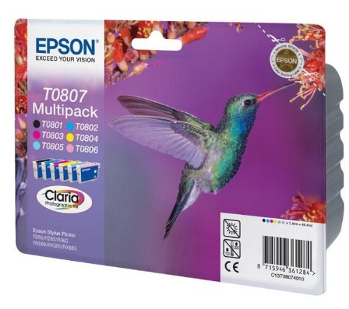 Original Epson 6-Pack Ink Cartridges for Stylus Photo RX560 Printer - Cyan, Light Cyan, Magenta, Light Magenta, Yellow, Black | High-Quality Photo Printing for Home & Office Use