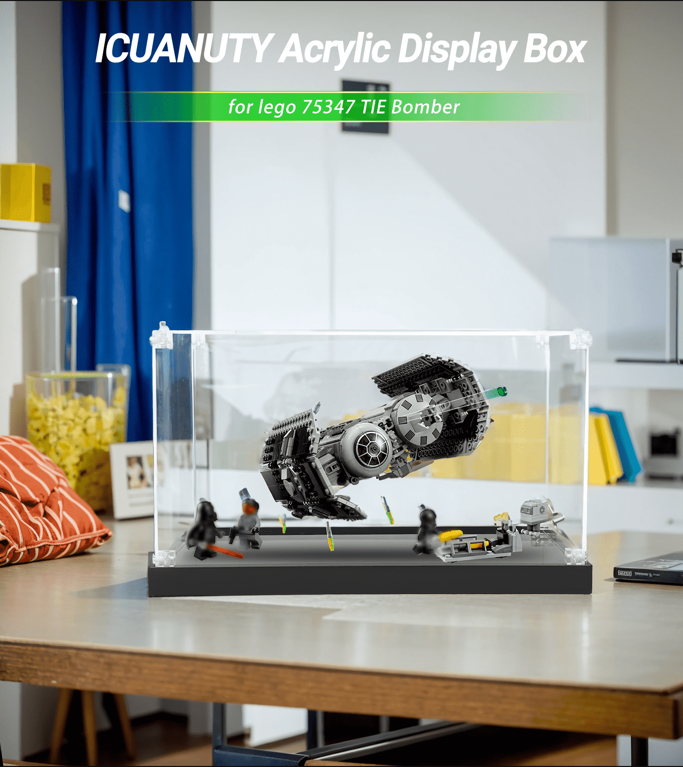 LEGO Star Wars TIE Bomber 75347 Display Case - Premium Acrylic Showcase for Collectible Models - Perfect for Home Office Decor & Gift for Star Wars Fans