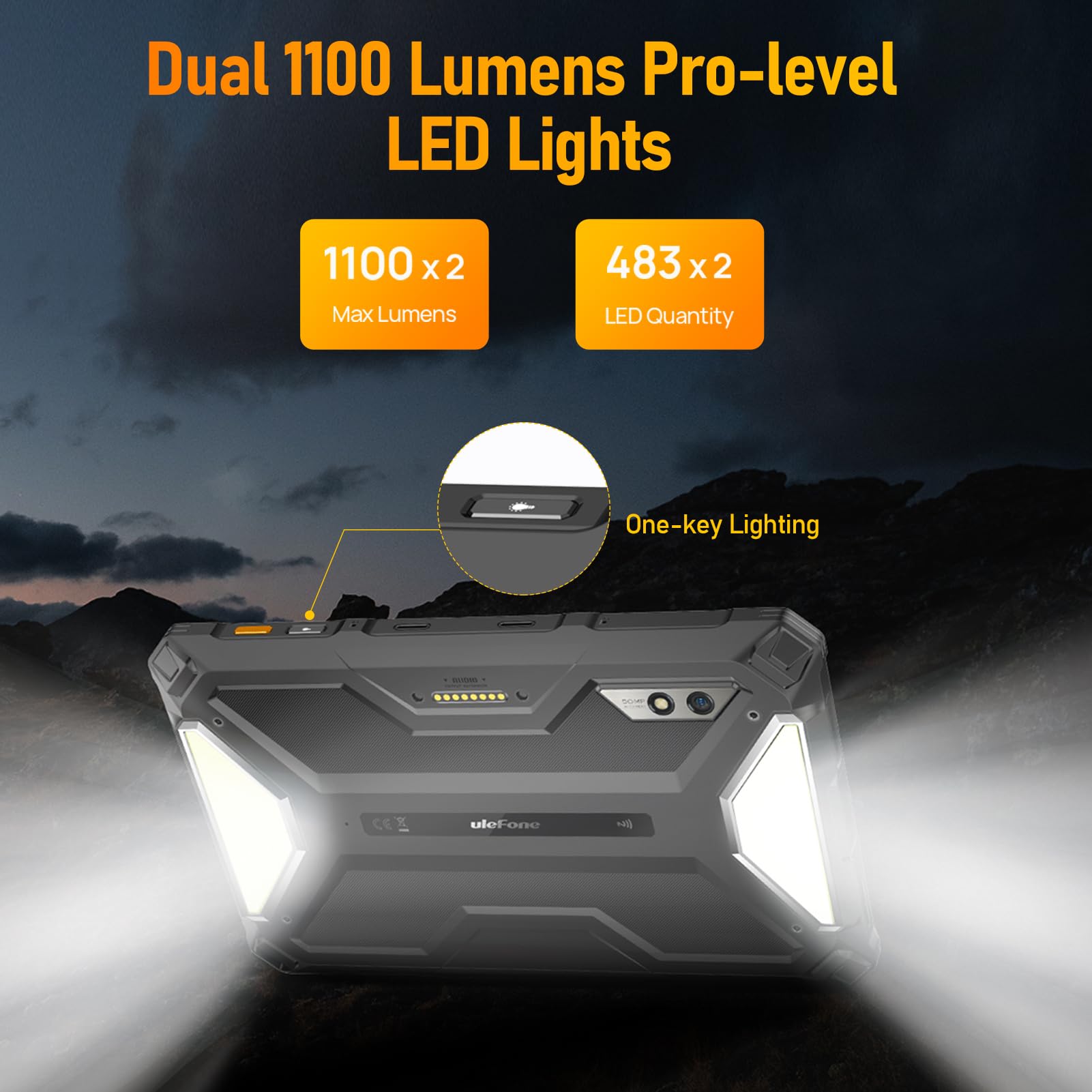 Ulefone Armor Pad 3 Pro 10.36 Inch Rugged Android Tablet - 16GB RAM 256GB ROM, IP68/IP69K Certified, 50MP+32MP Cameras, 2.4K FHD+ Touchscreen, 1100LM Camping Light - Ideal for Outdoor Adventures, Construction Sites & Extreme Conditions