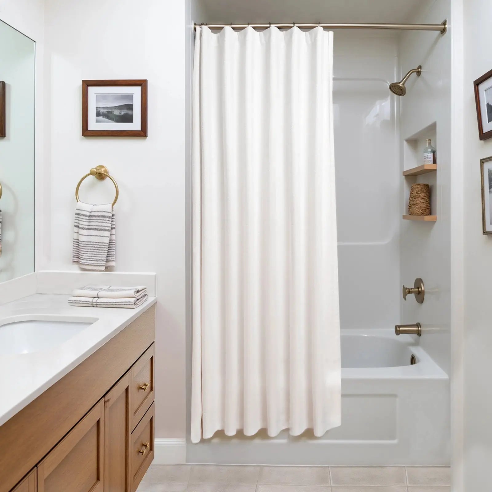 Premium Waterproof Shower Curtain - Heavy Duty PEVA Fabric, Mold & Mildew Resistant Bathroom Curtain with Rustproof Grommets - Perfect for Bathrooms, Showers & Wet Areas