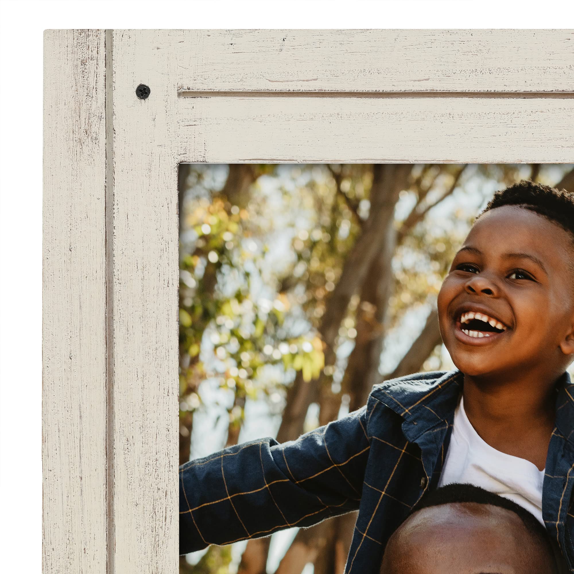 Americanflat 9x12 Picture Frame - Distressed Wood for Wall & Tabletop Display - Aspen White - Perfect for Home & Office Decor
