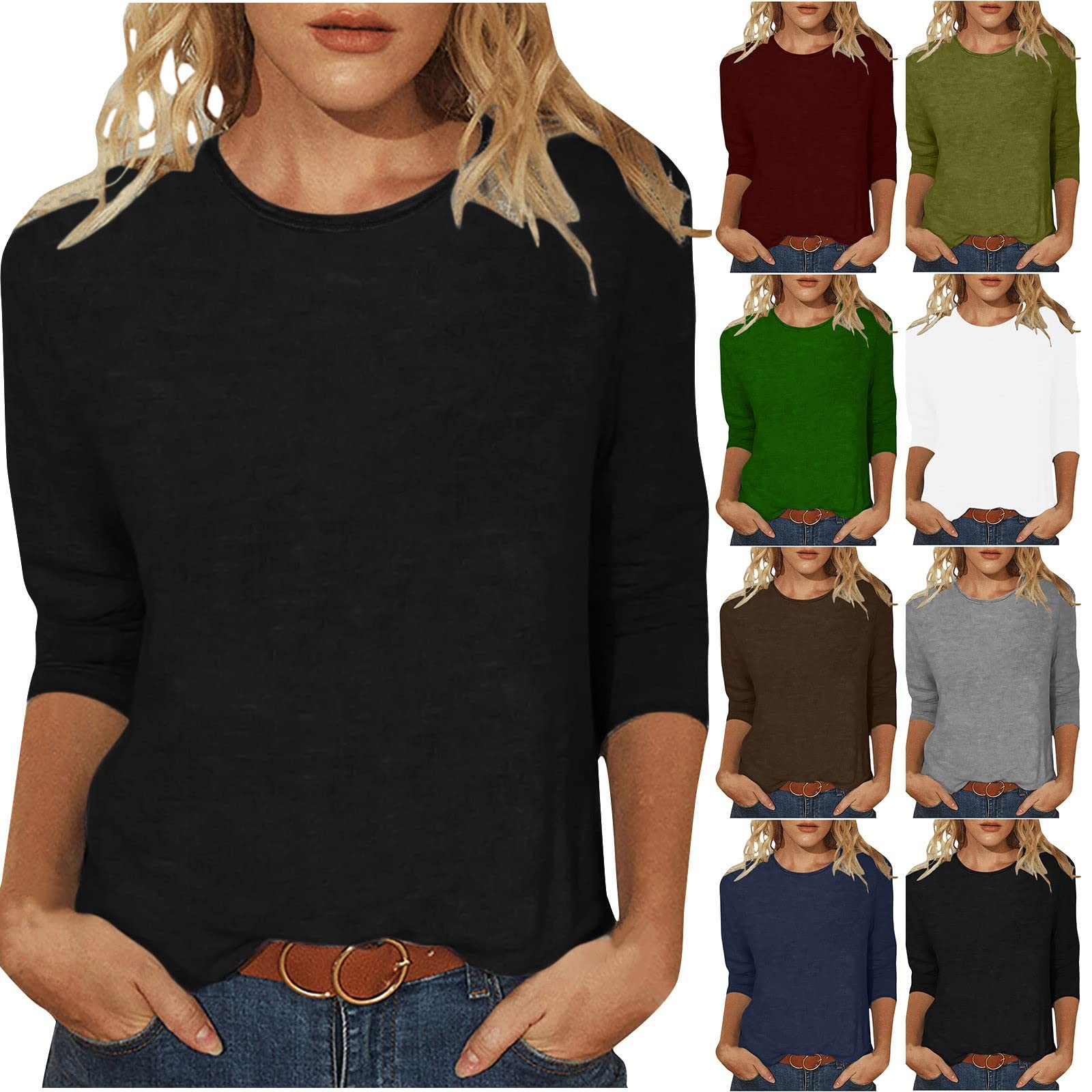 FunAloe Women's Floral V-Neck Casual T-Shirt - Plus Size Short Sleeve Party Top for Spring & Summer | Elegant 3/4 Length Sleeve Blouse for Date Night, Office Wear & Weekend Outings