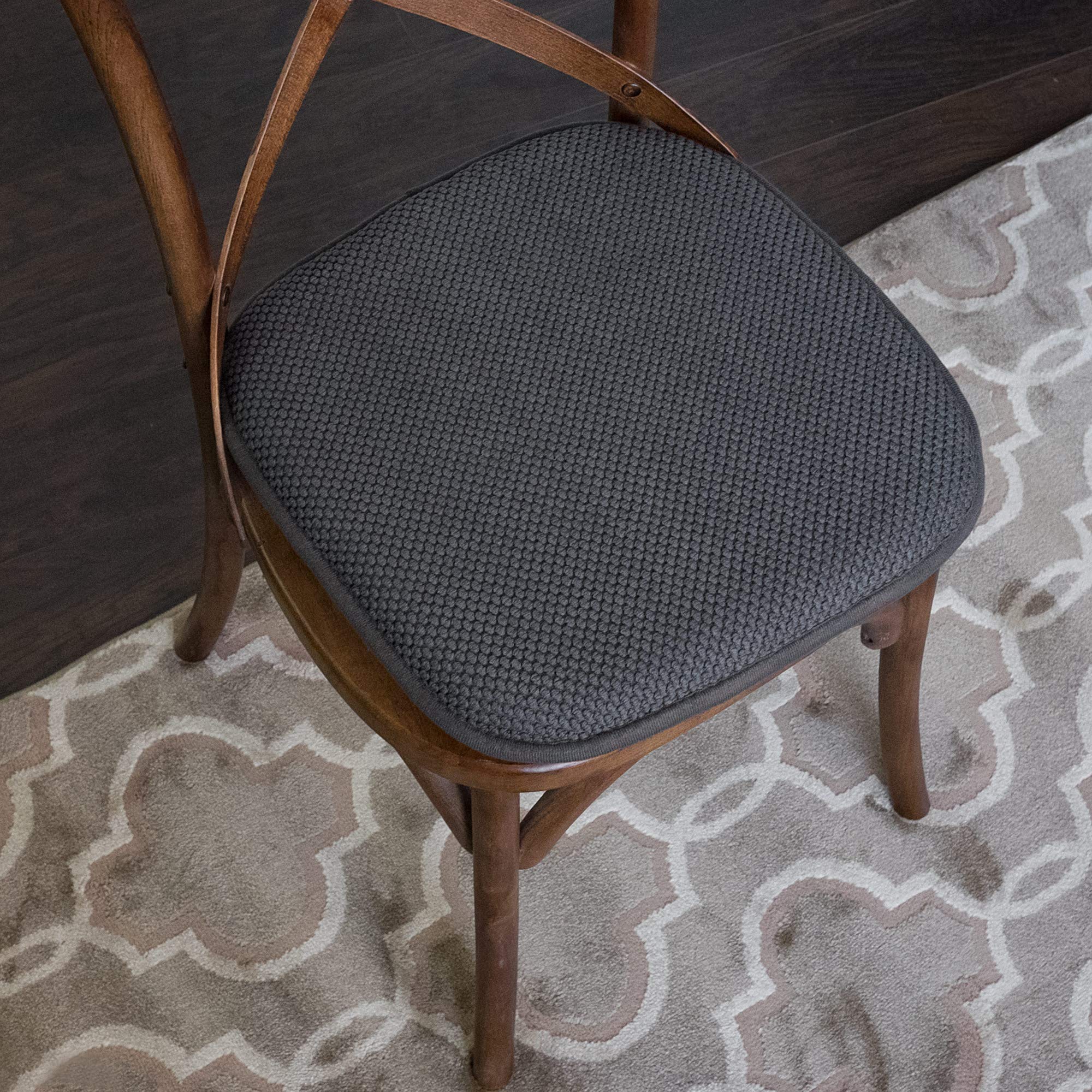 16x16 Inch Memory Foam Chair Cushion - Non-Slip Honeycomb Pattern Seat Cushion Set of 12, Charcoal Gray - Ultra Soft & Supportive for Office Chairs, Dining Chairs, Wheelchairs - Home & Office Comfort Solution