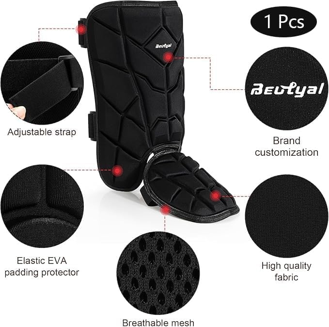 Youth Baseball & Softball Leg Guards - Adjustable Straps for Secure Fit | Protective Foot & Shin Guards for Hitting Practice & Games