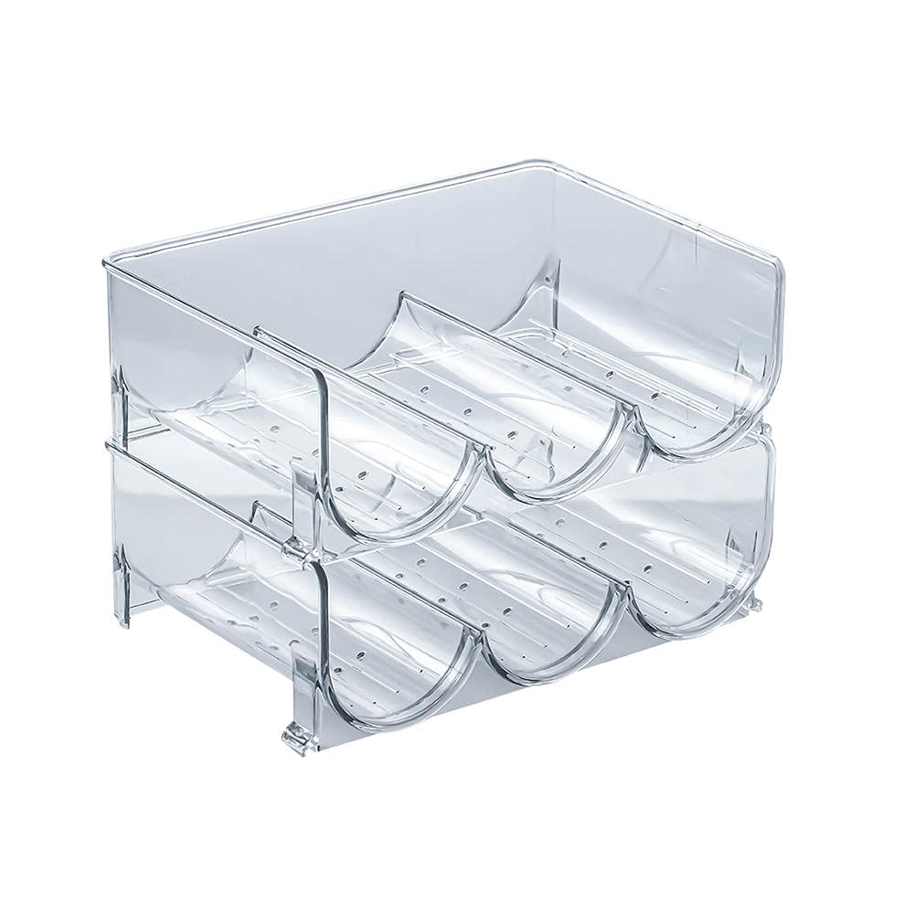 Clear Stackable Refrigerator Wine Rack - Holds 2 Bottles, PET Water Bottles | Space-Saving Kitchen Organizer for Countertops, Pantry & Home Bars | Perfect for Small Spaces & Entertaining