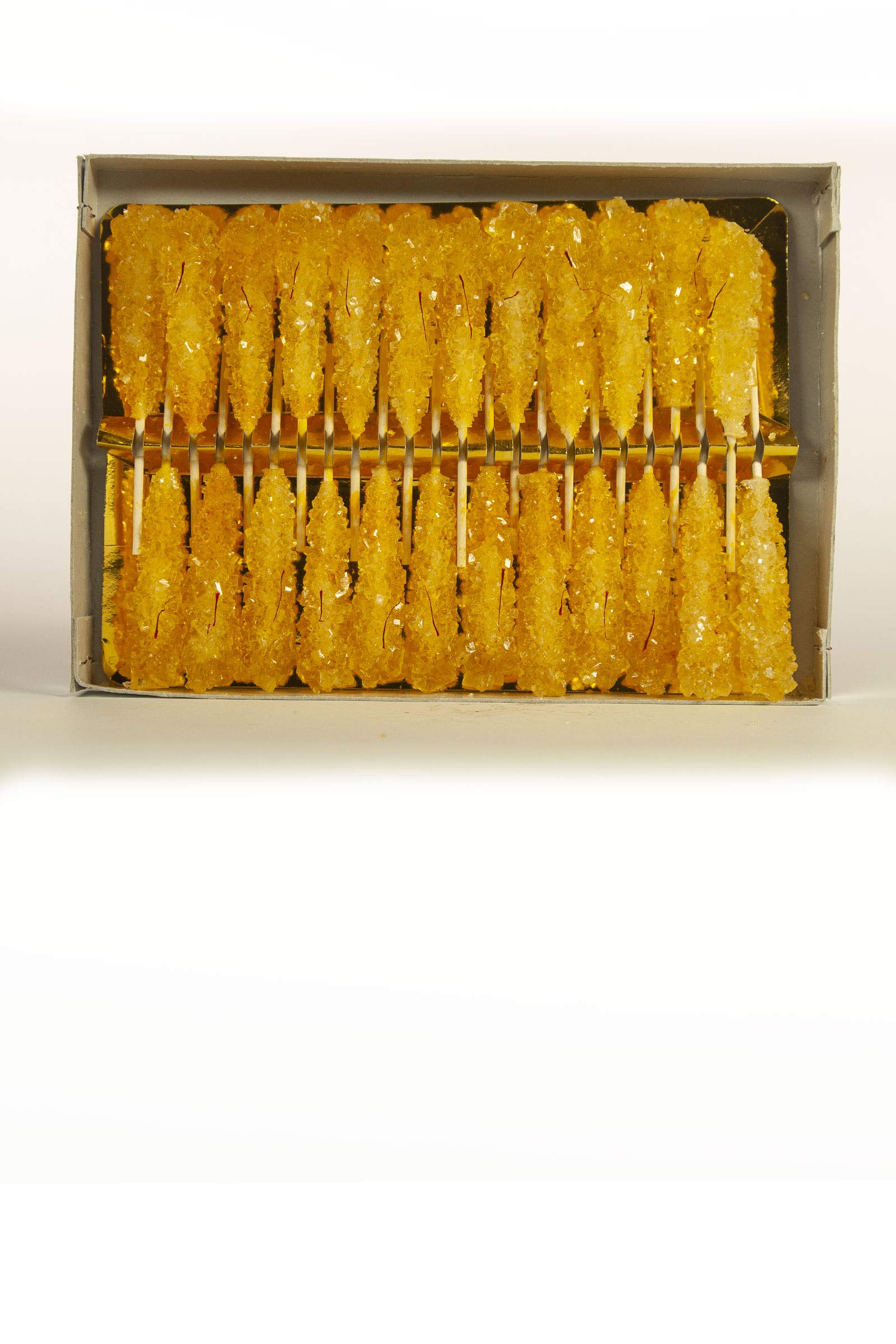 Premium Kimia Saffron Rock Candy - 2 Pack (24 Pieces) in Elegant White Gift Box | Persian Saffron Infused Sugar Crystals for Tea, Coffee & Dessert Decorations | Perfect for Parties, Weddings & Gourmet Gifting