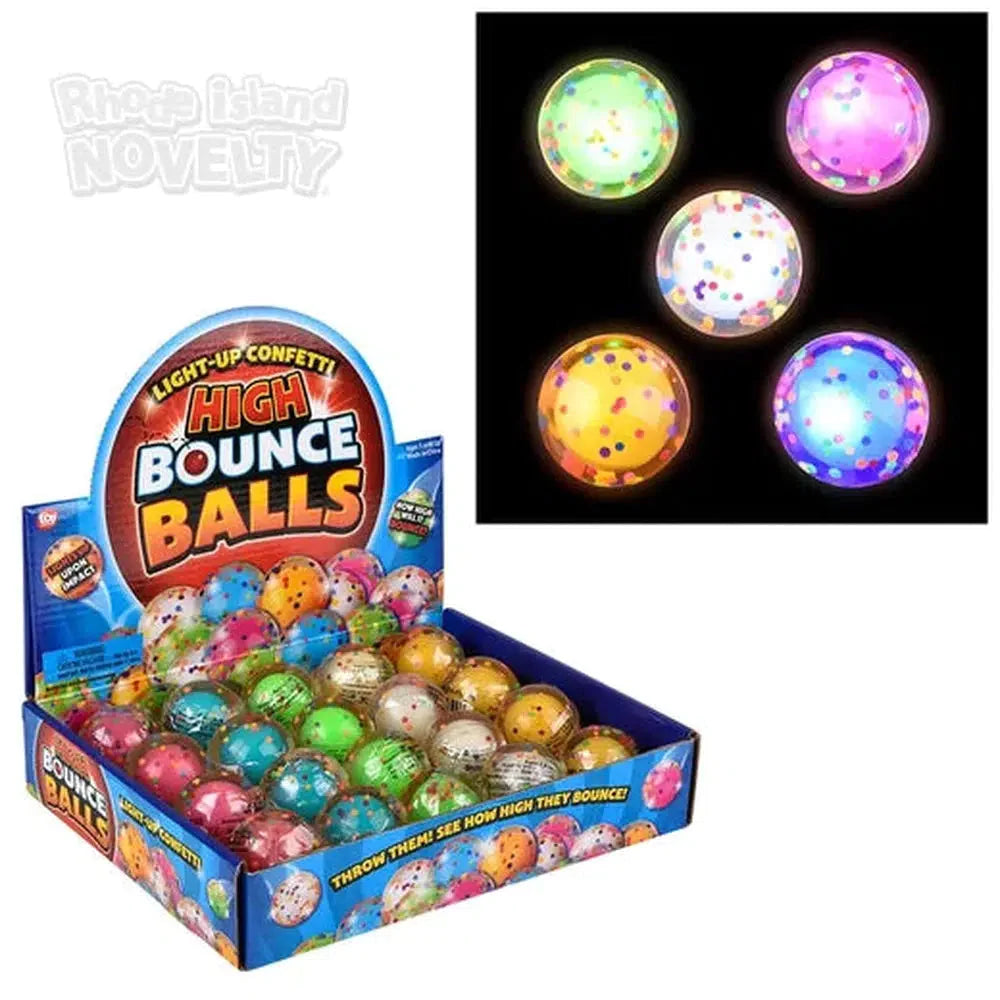 Glow in the Dark 1.75 Inch LED Light Up Confetti Bounce Ball - High Bouncing Party Favors for Kids Birthday, Nighttime Play & Outdoor Games