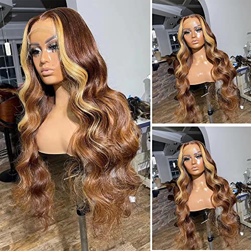 Blonde Highlight Brazilian Remy Human Hair Wig - 16