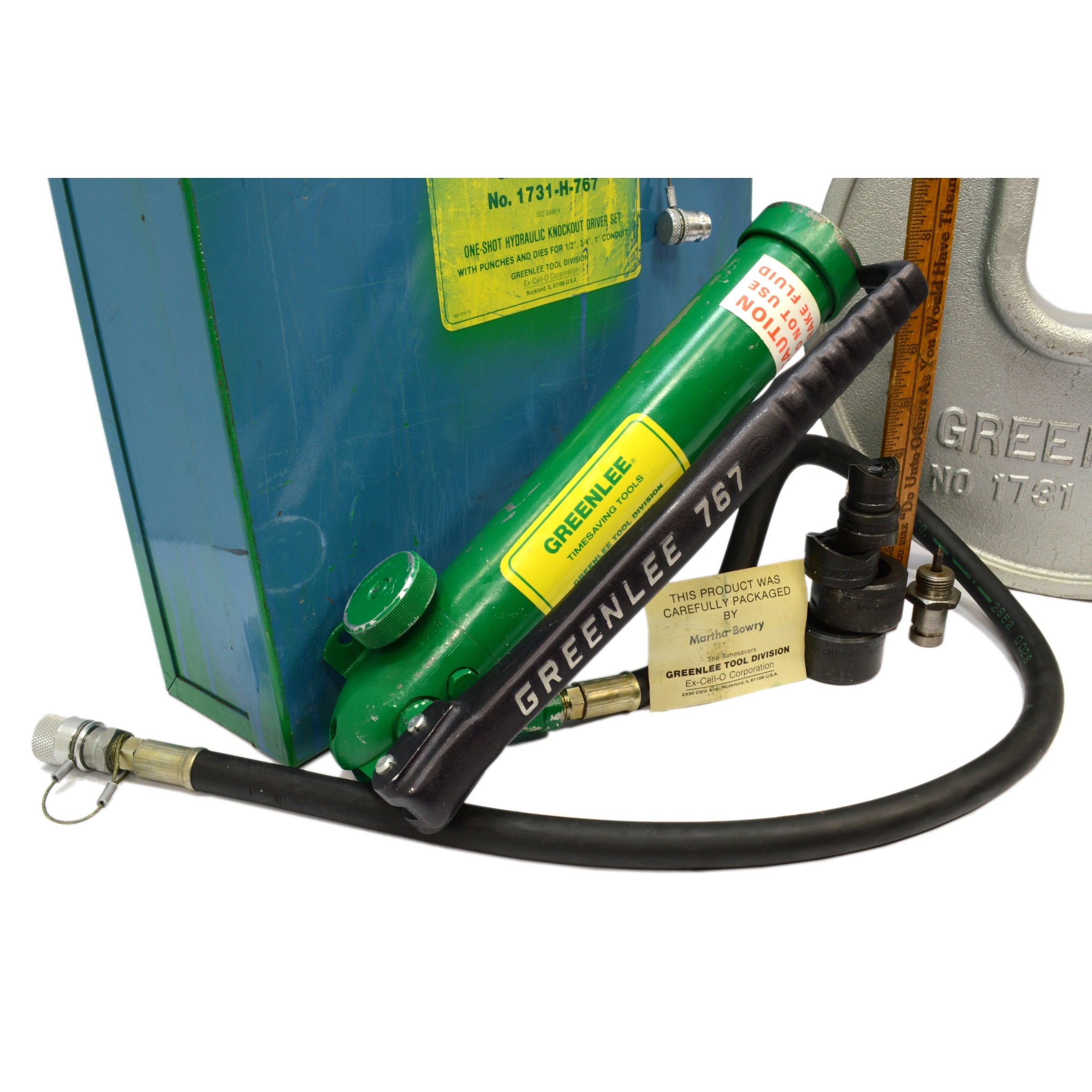 GREENLEE 1731 H 767 One Shot Hydraulic Knockout Driver Set with Case - Used Like New | Perfect for Electrical Conduit Installation & Metal Fabrication