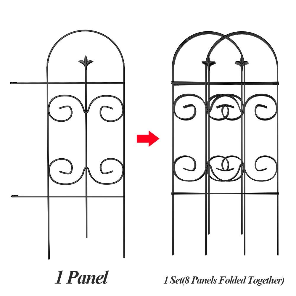AMAGABELI Decorative Garden Fence for Dogs - 24 Inch Tall x 10 Feet Long, Outdoor Pet Barrier for Yard, Lawn & Flower Beds - Rustproof Metal Wire Fence Panel for Small Animals & Garden Protection