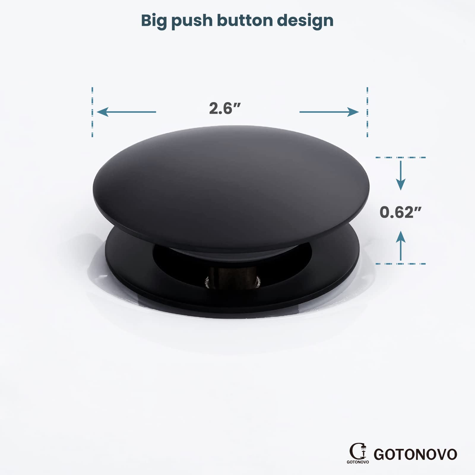 Gotonovo Black Pop Up Drain Stopper with Overflow - Bathroom Sink Faucet Stopper for Vessel Vanity Sinks - Durable Drain Accessories - Perfect for Bathroom Renovation & Home Improvement Projects
