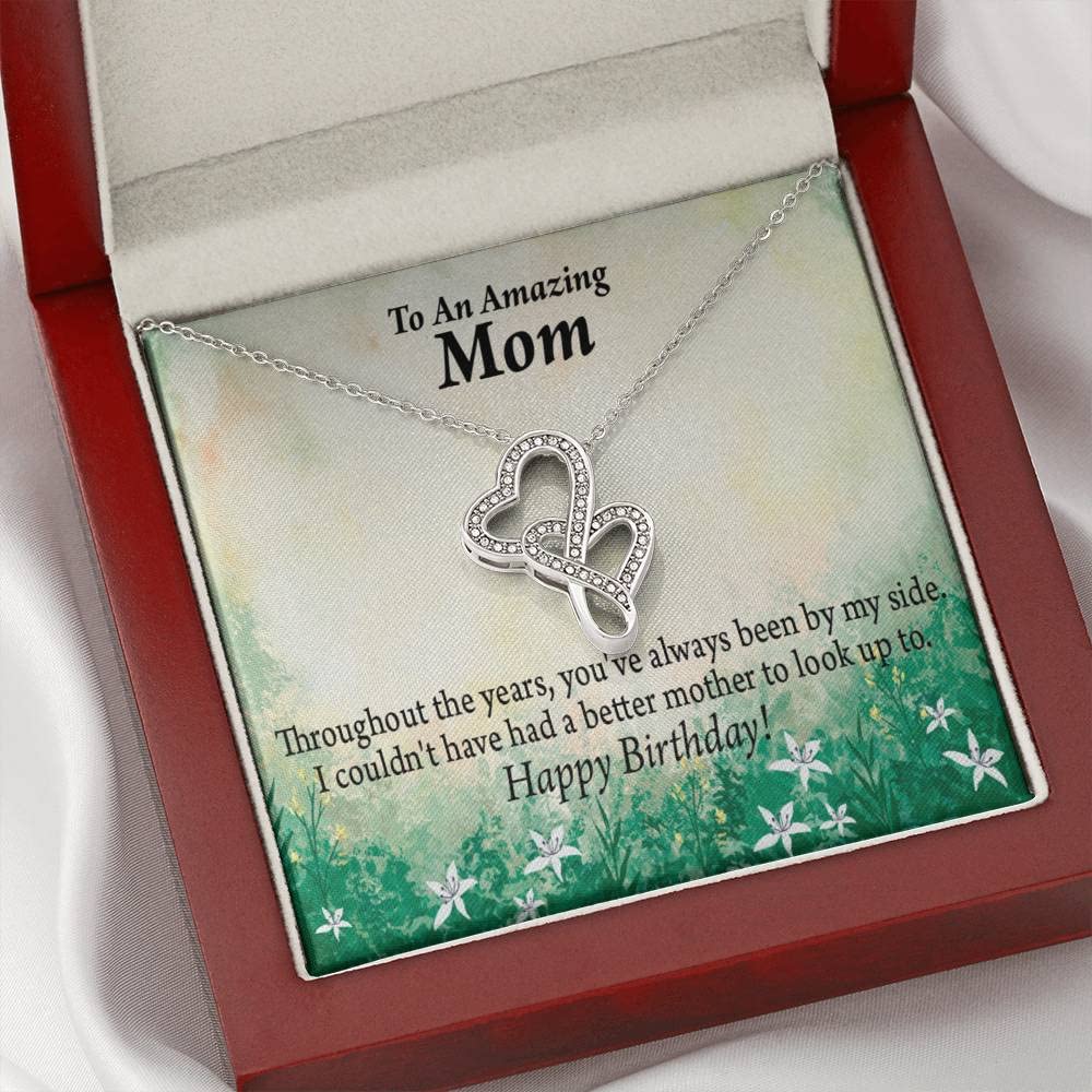 Double Hearts Necklace Gift for Mom - Birthday, Anniversary, Graduation Present from Son or Daughter with Message Card | Express Love & Appreciation | Perfect for Mother's Day, Christmas & Special Occasions