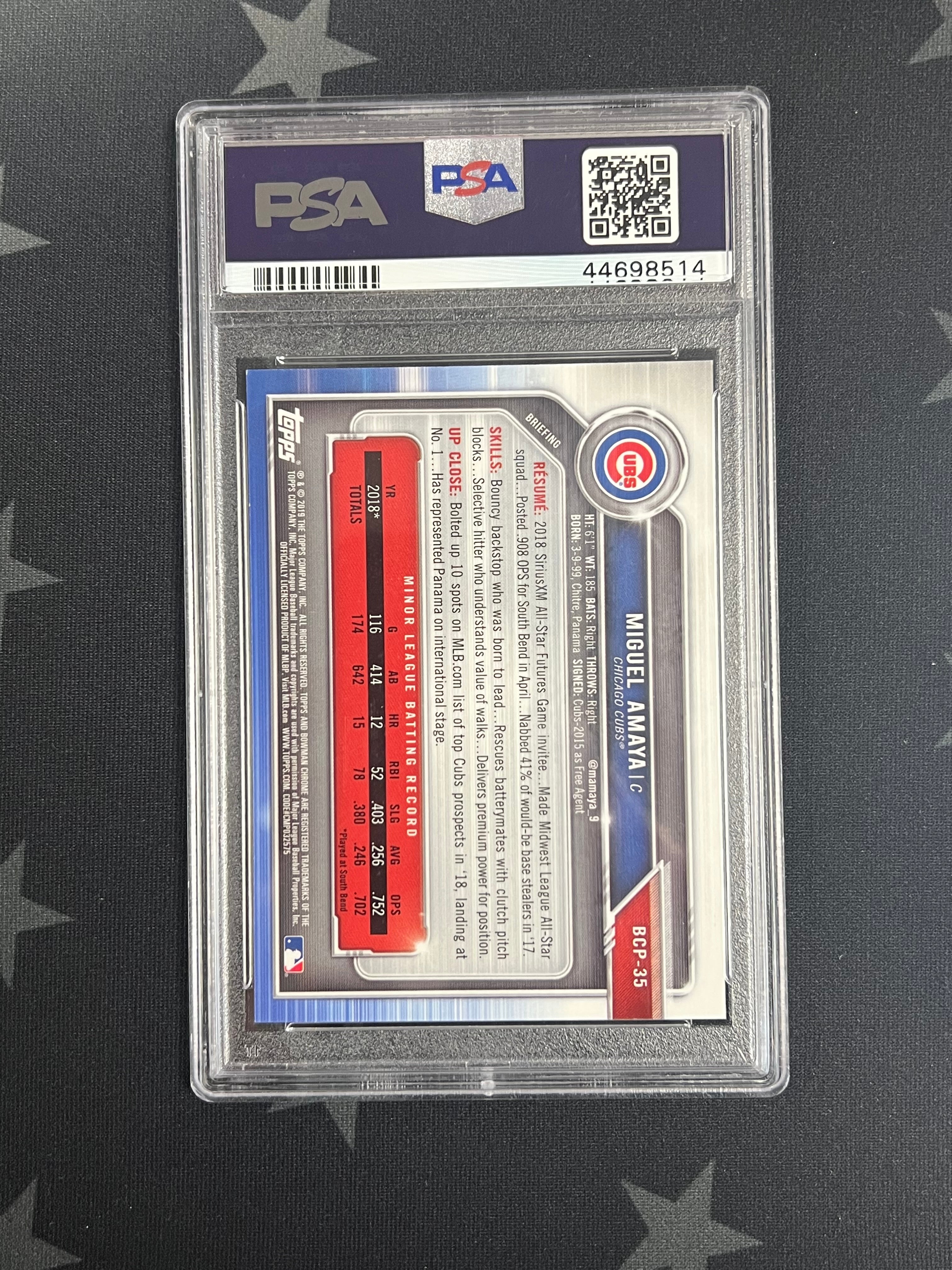 2019 Bowman Miguel Amaya Chrome Orange Shimmer Prospect Card /25 PSA 10 Gem Mint - Perfect for Baseball Card Collectors & Investors