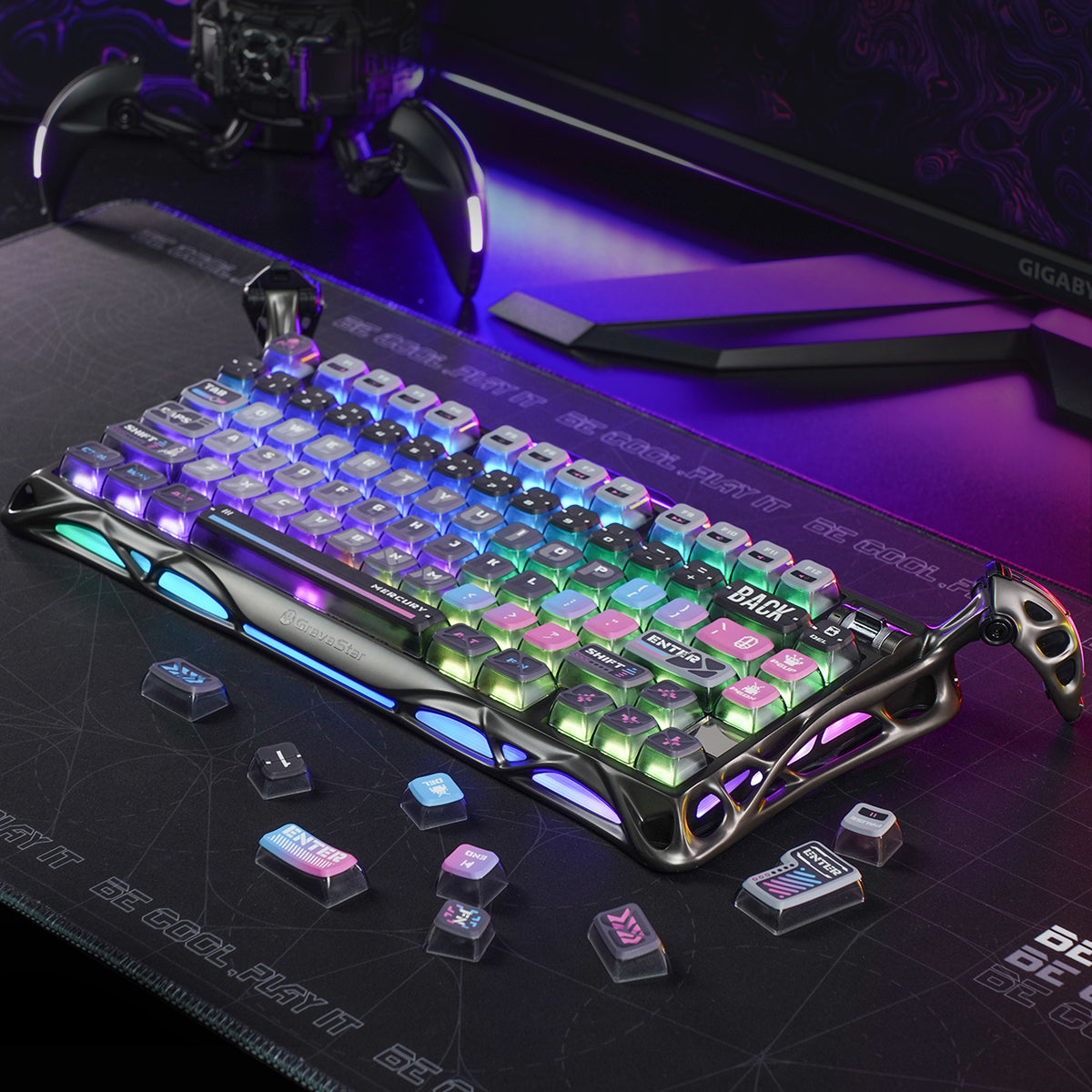 Cyberpunk Keycaps for Mechanical Keyboards - Custom Gaming & Typing Keycaps (Keyboard Not Included) - Perfect for PC Gamers & Programmers