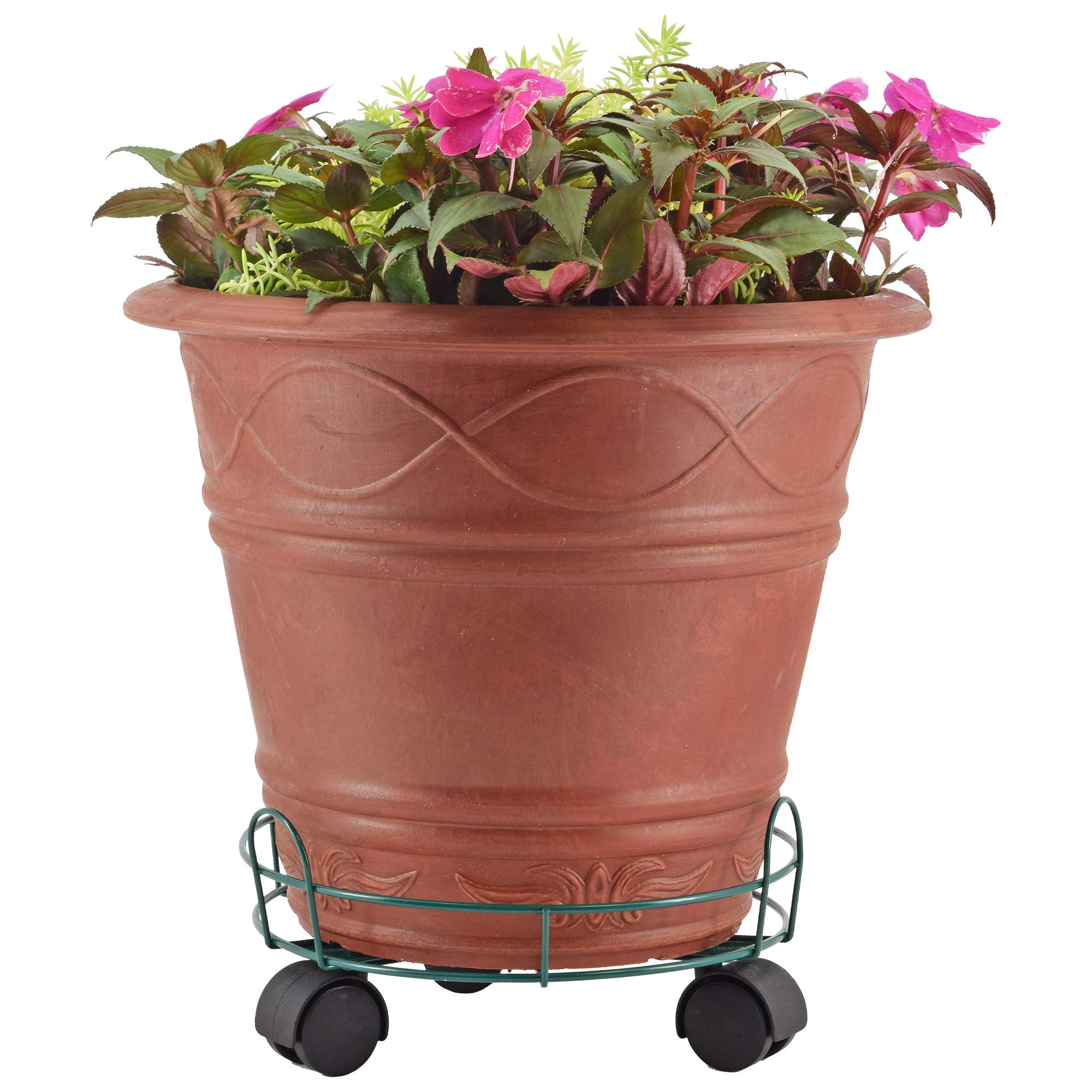 Arcadia Garden Products 10 Inch Green Basic Plant Caddy with Wheels - Heavy Duty Rolling Plant Stand for Indoor Outdoor Potted Plants, Flowers, and Herbs - Perfect for Home, Garden, Patio, and Balcony Decor