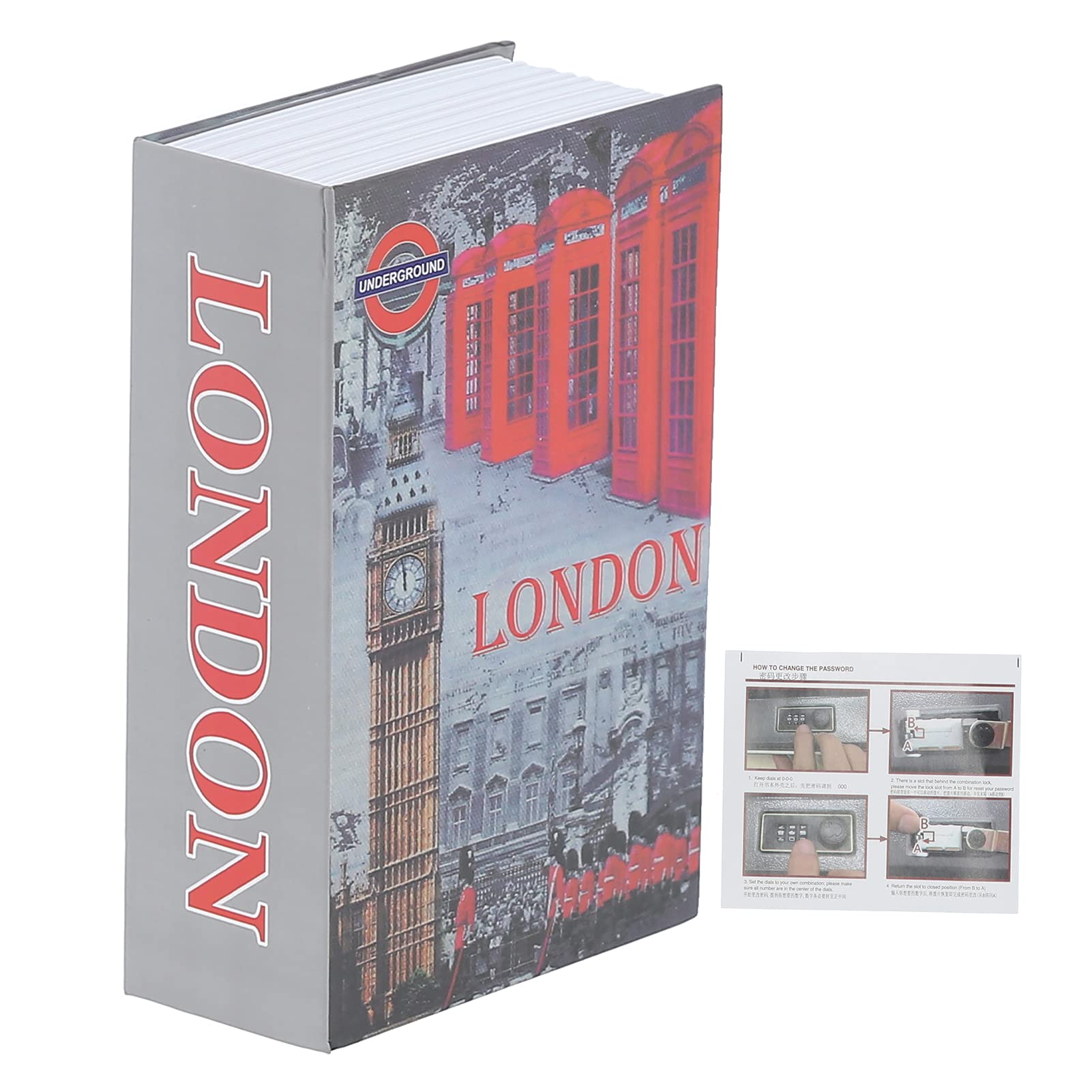 Portable Diversion Book Safe - Secret Hidden Lock Box with Code for Home & Office - Large Capacity Storage for Money, Coins, Bank Cards, Jewelry (7.1x4.6x2.2in) - Perfect for Travel, Emergency Cash Stash & Valuables Protection