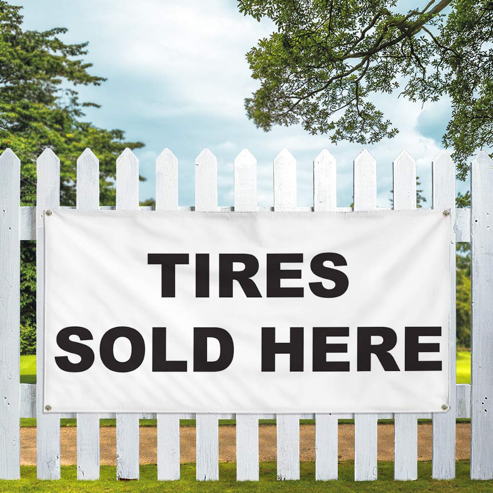 60x144 Inches Heavy-Duty Vinyl Banner - Weatherproof Outdoor Sign for Auto Repair Shops, Car Dealers & Industrial Yards - Multiple Sizes Available with 10 Grommets - Perfect for Advertising Tires, Services & Promotions
