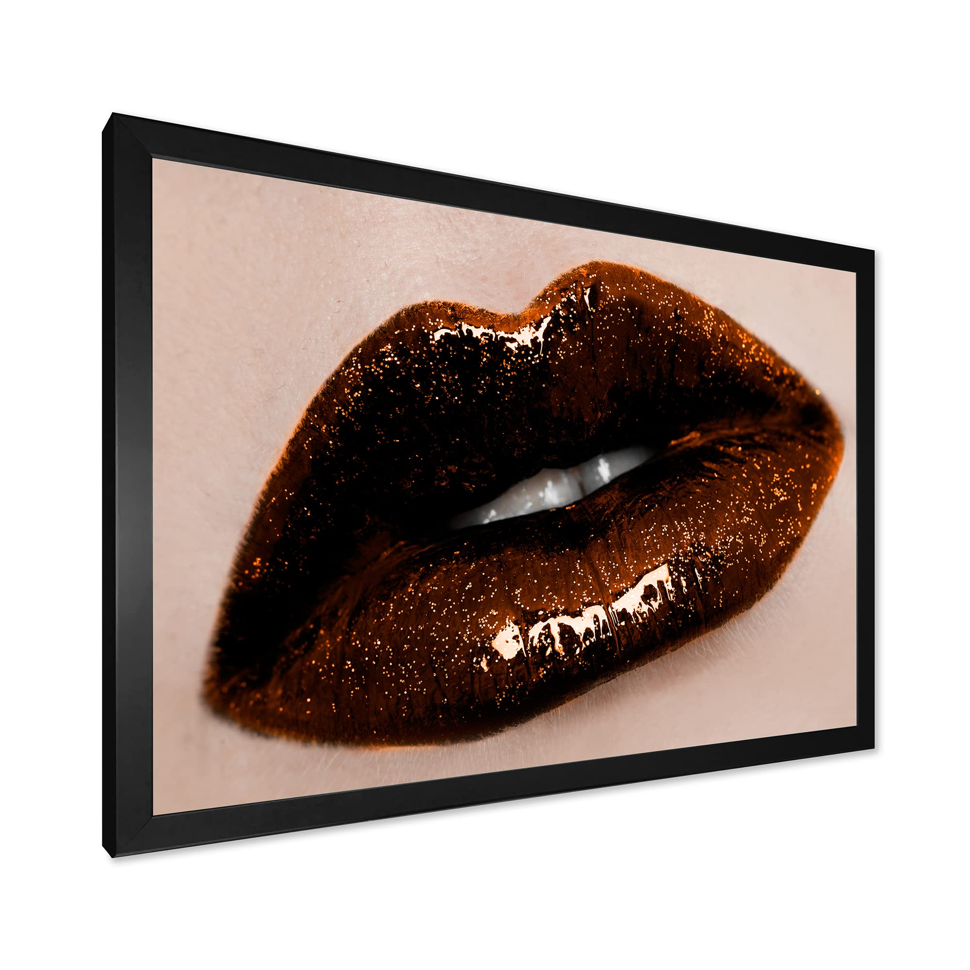 Close-Up of Gorgeous Woman Lips II - Modern Framed Wall Art Print for Living Room, Bedroom & Office Decor