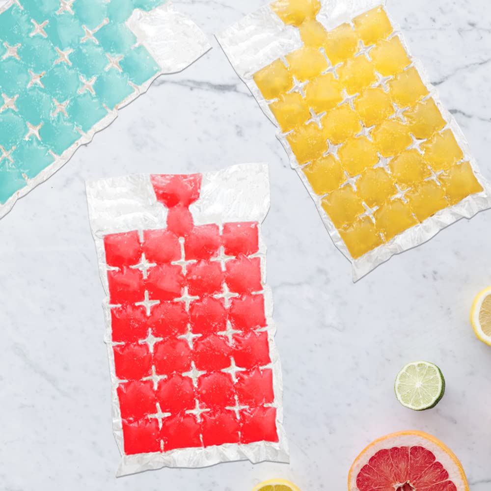 100 Pack Disposable Ice Cube Bags with Self-Sealing - Reusable Freezer Bags for Easy Ice Making, Includes 1 Collapsible Silicone Funnel - Perfect for Parties, Camping, and Home Bars