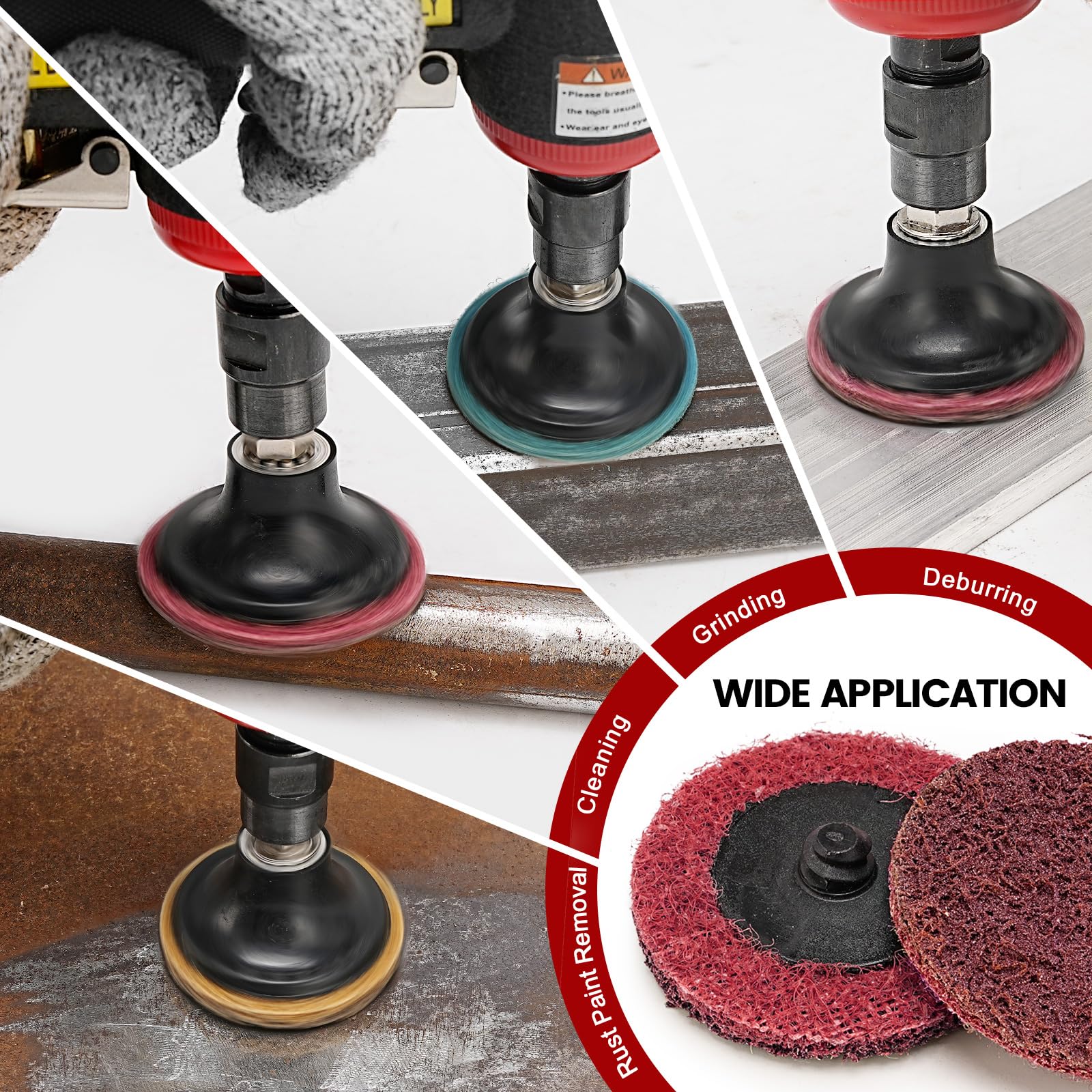 25Pcs 2 Inch Quick Change Sanding Discs Set - Fine/Medium/Coarse Grits for Die Grinder, R-Type Surface Prep Disc Pads with 1/4
