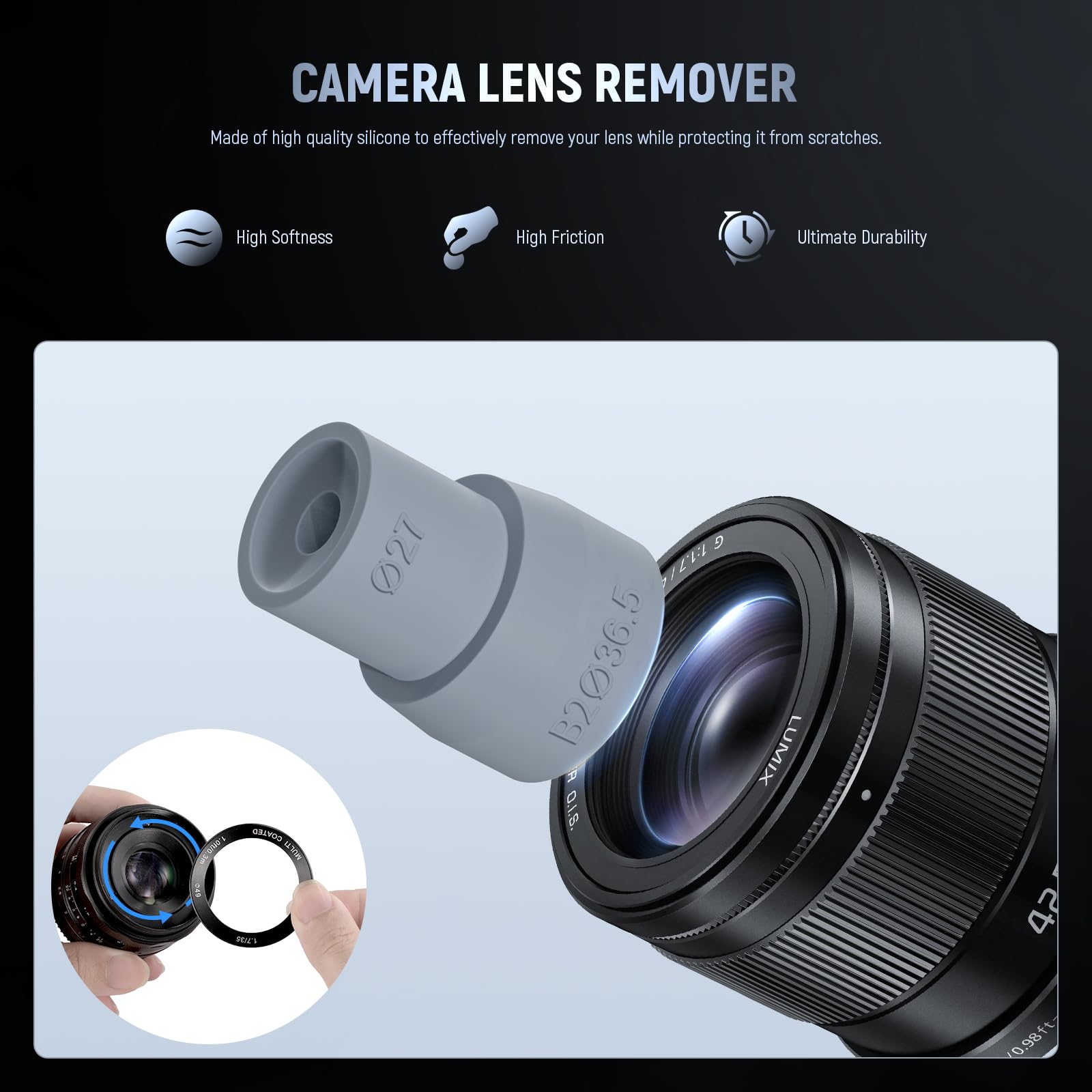 NEEWER DSLR Camera Lens Repair Tool Kit - 9pcs Silicone Lens Removal Rings & 8-85mm Camcorder Calibration Tool with Friction Wrench for Professional Photographers - Perfect for Lens Maintenance, Cleaning and DIY Repairs