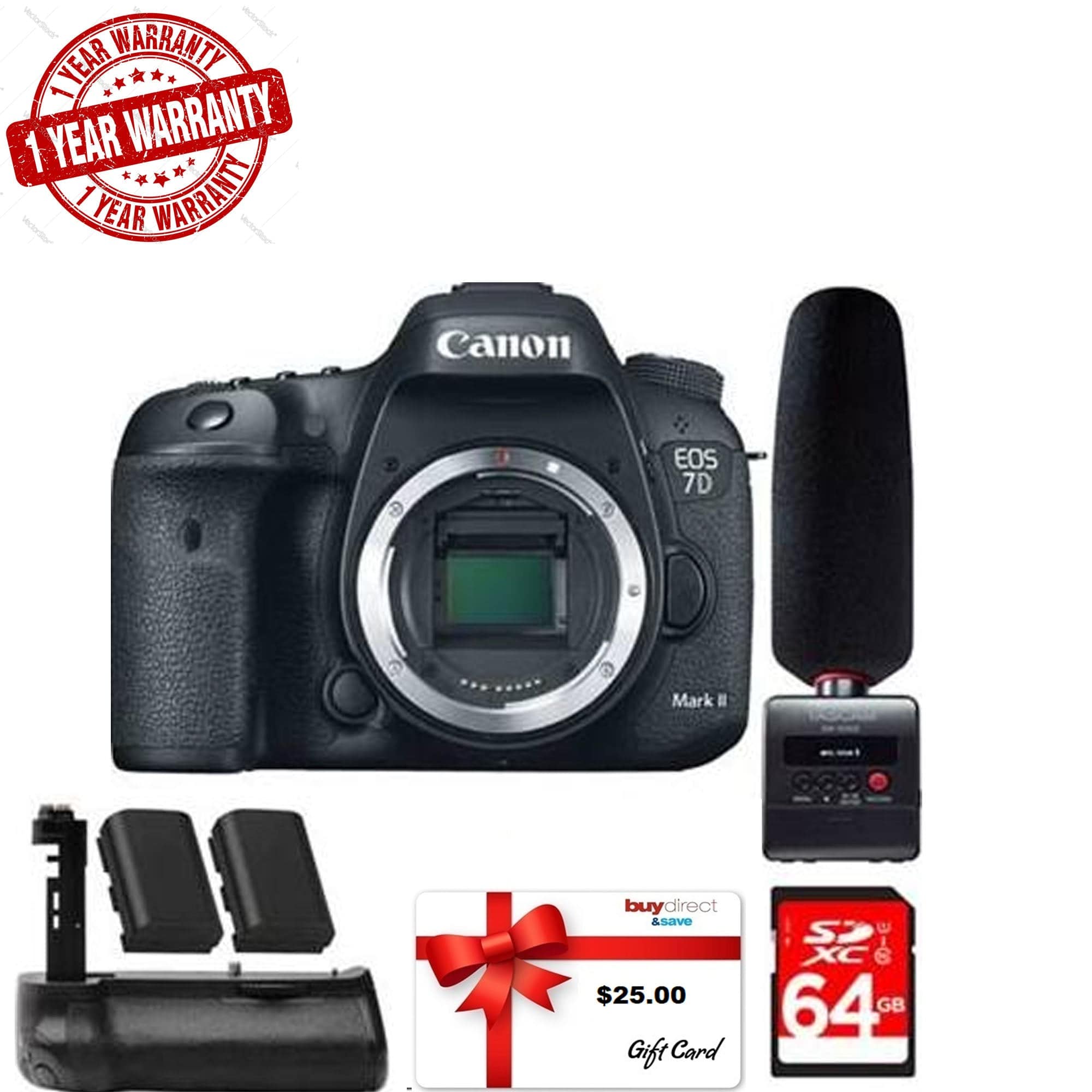 Canon EOS 7D Mark II DSLR Camera Body Only with Battery Grip - Professional Photography & Videography Kit for Travel, Sports & Wildlife Shooting
