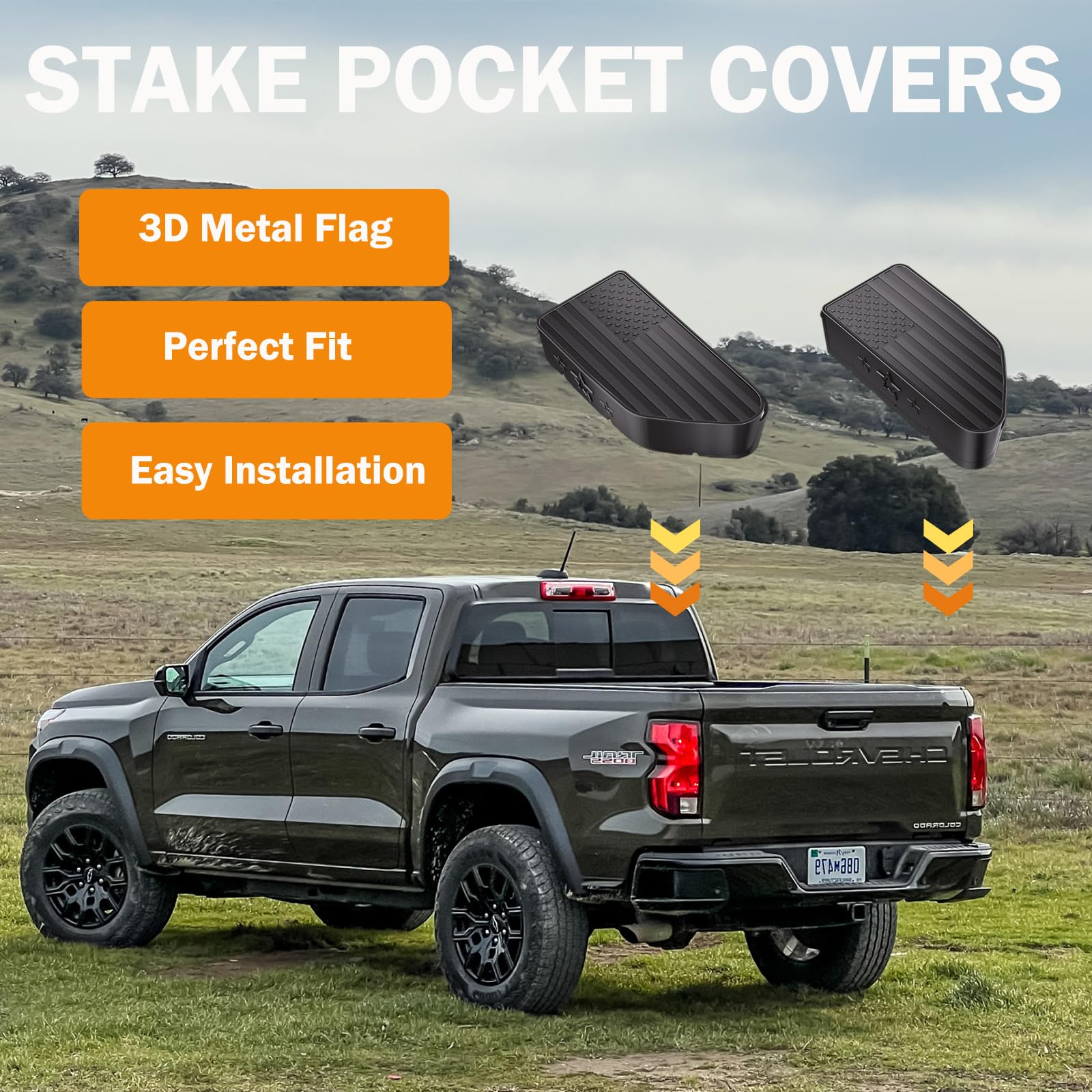 2023-2026 Chevy Colorado & GMC Canyon Stake Pocket Covers - 2-Piece Black Truck Bed Hole Plugs | Weatherproof Protection for Pickup Accessories & Off-Road Adventures